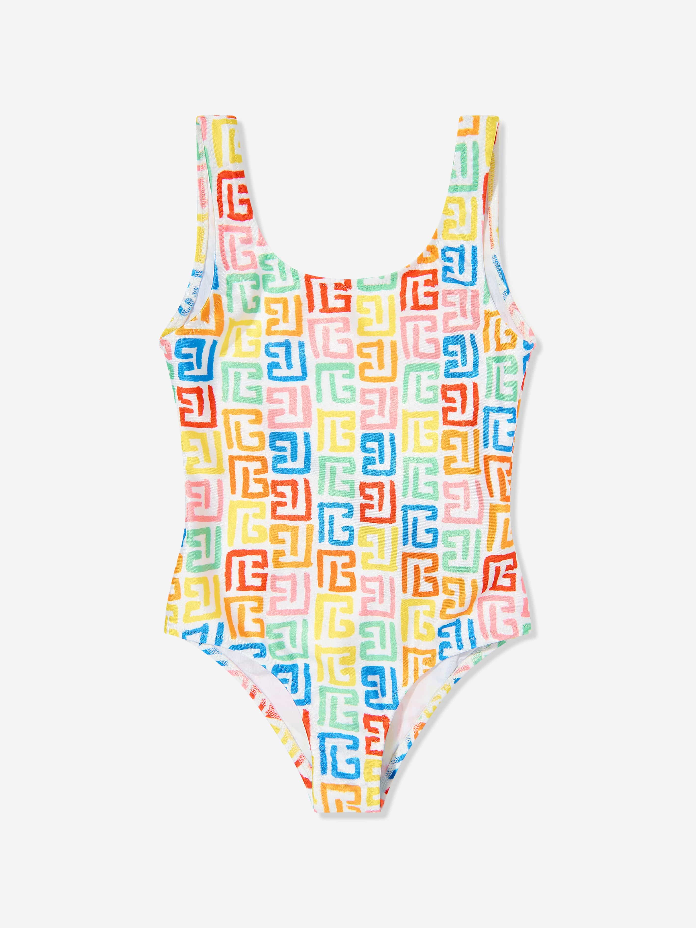 Balmain Girls Monogram Swimsuit in Multicolour Largest Supplier For Sale
