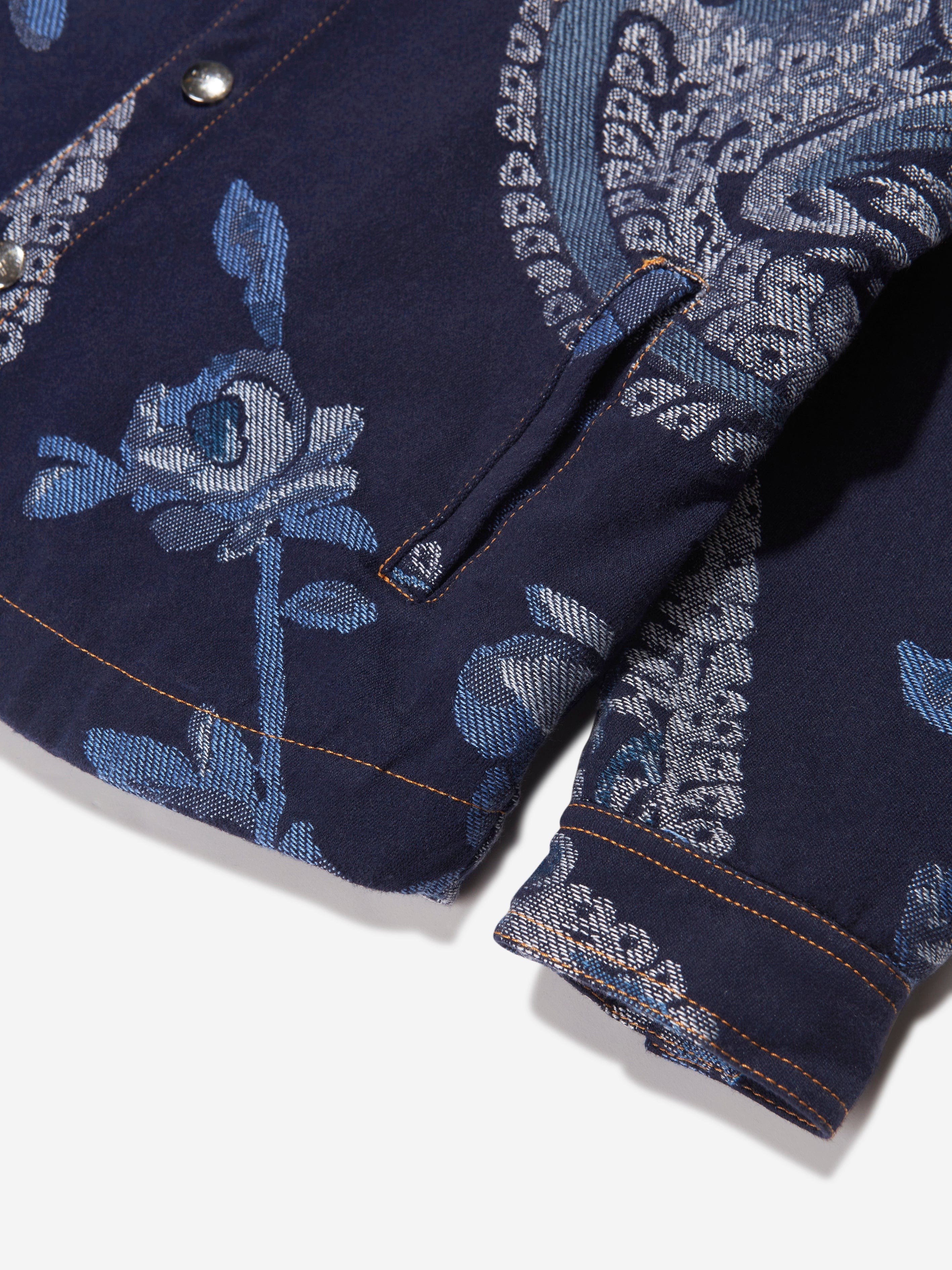 Etro Boys Jacquard Bird And Flower Jacket in Navy Clearance In China