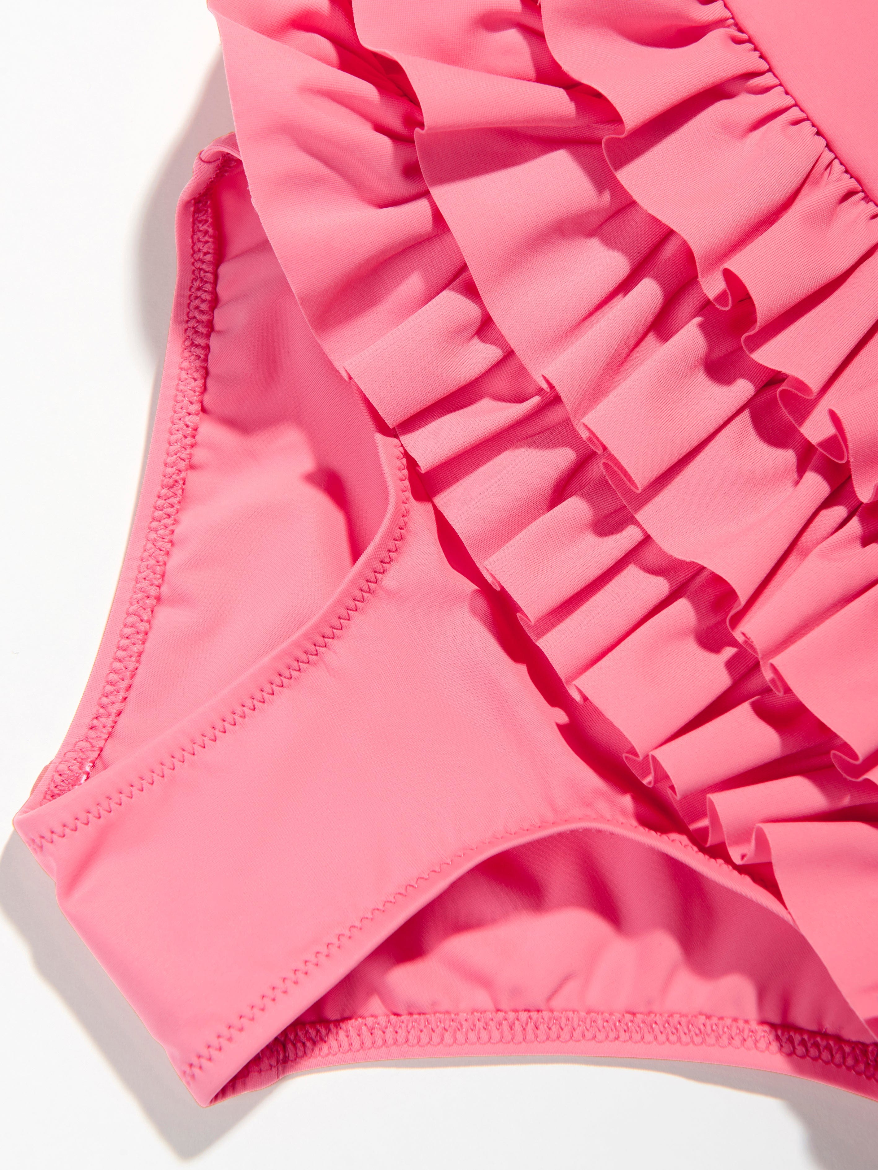 Mini Rodini Girls Owl Frill Swimsuit in Pink With Paypal For Sale