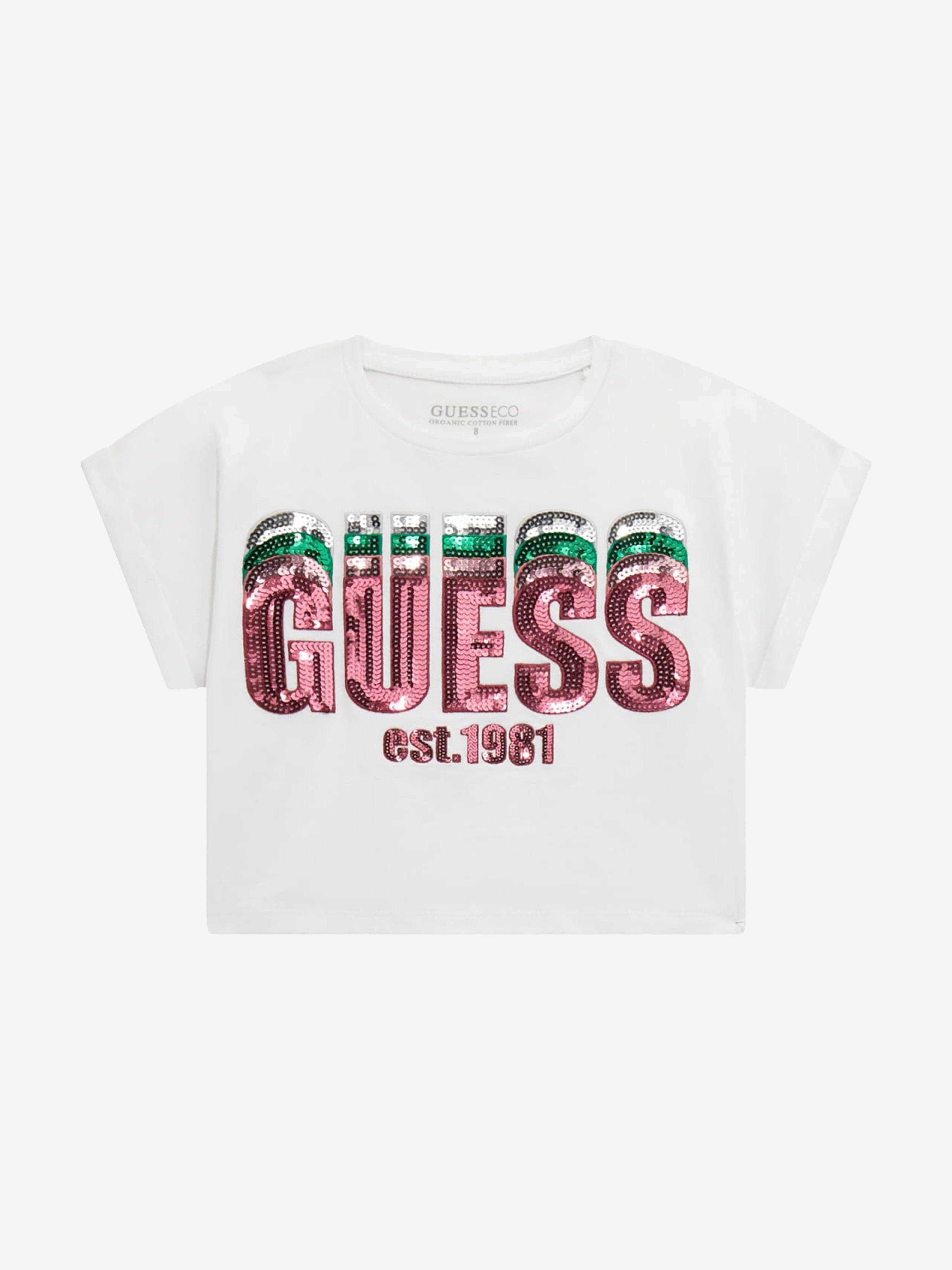Girls Cropped Logo T-Shirt in White Free Shipping Genuine