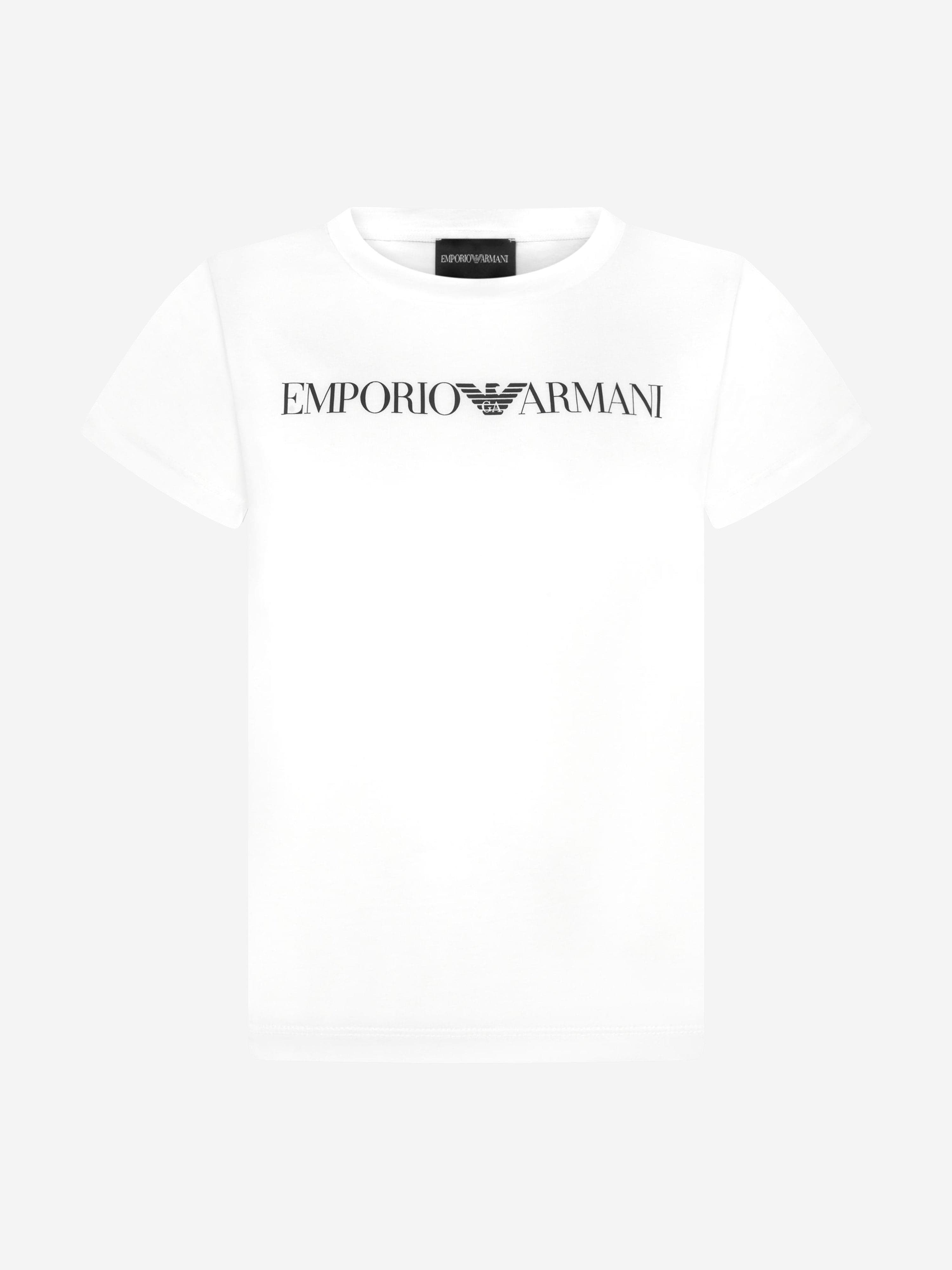 Emporio Armani Boys Logo T-Shirt in White Clearance In China