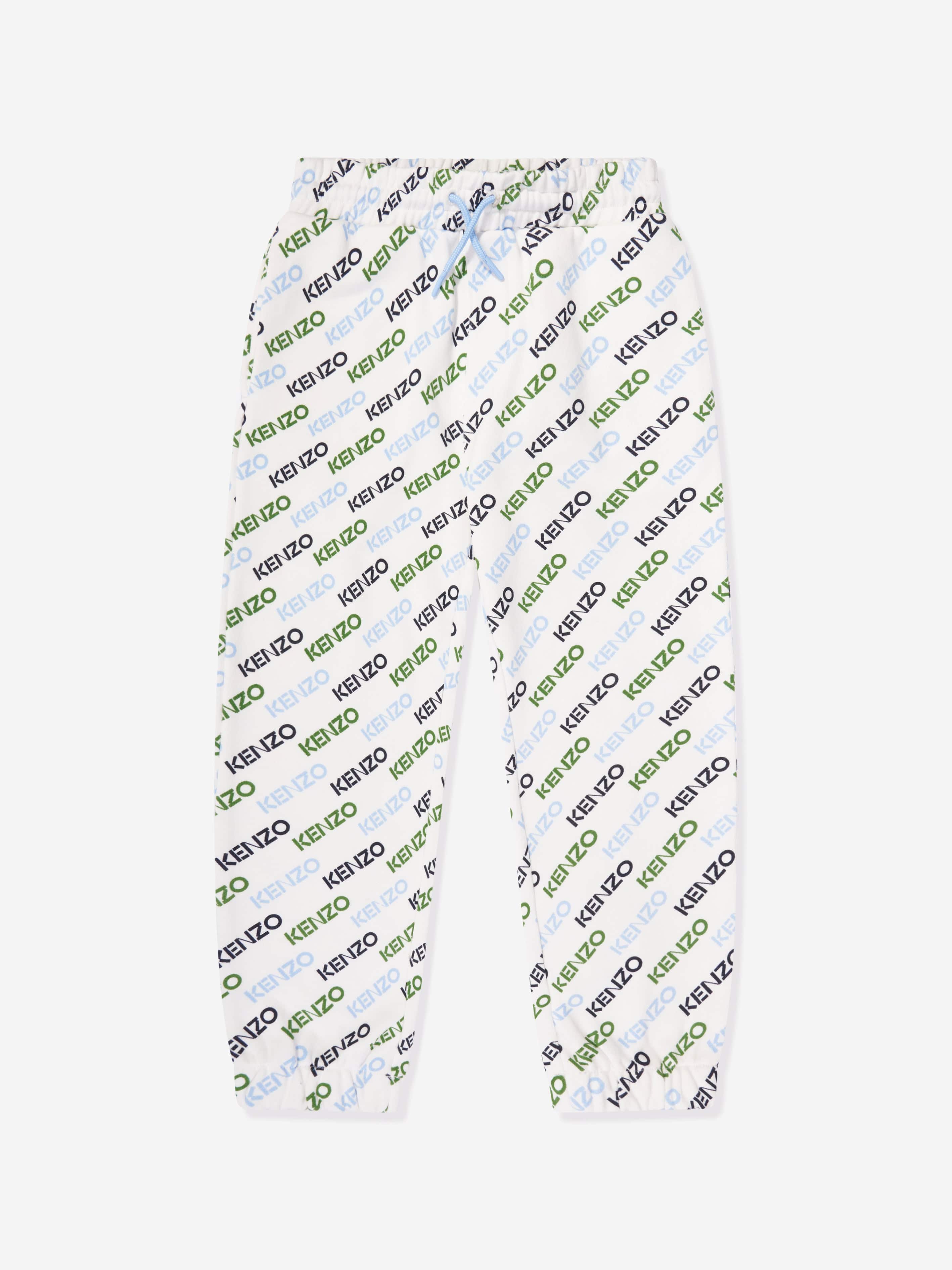 KENZO Boys Logo Print Joggers in Ivory Cheap With Paypal