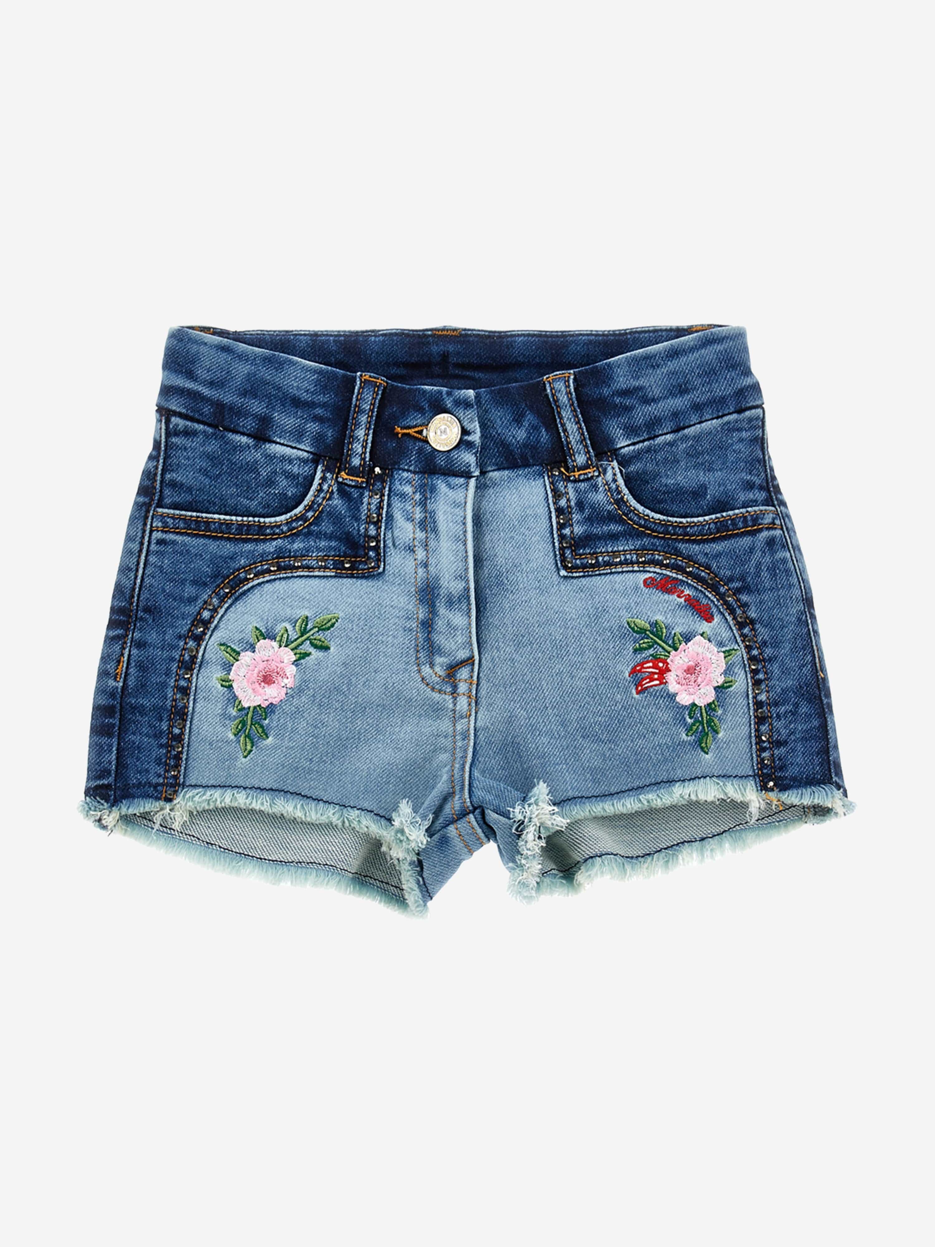 Monnalisa Girls Denim Rodeo Shorts in Blue For Sale Cheap Pice From China