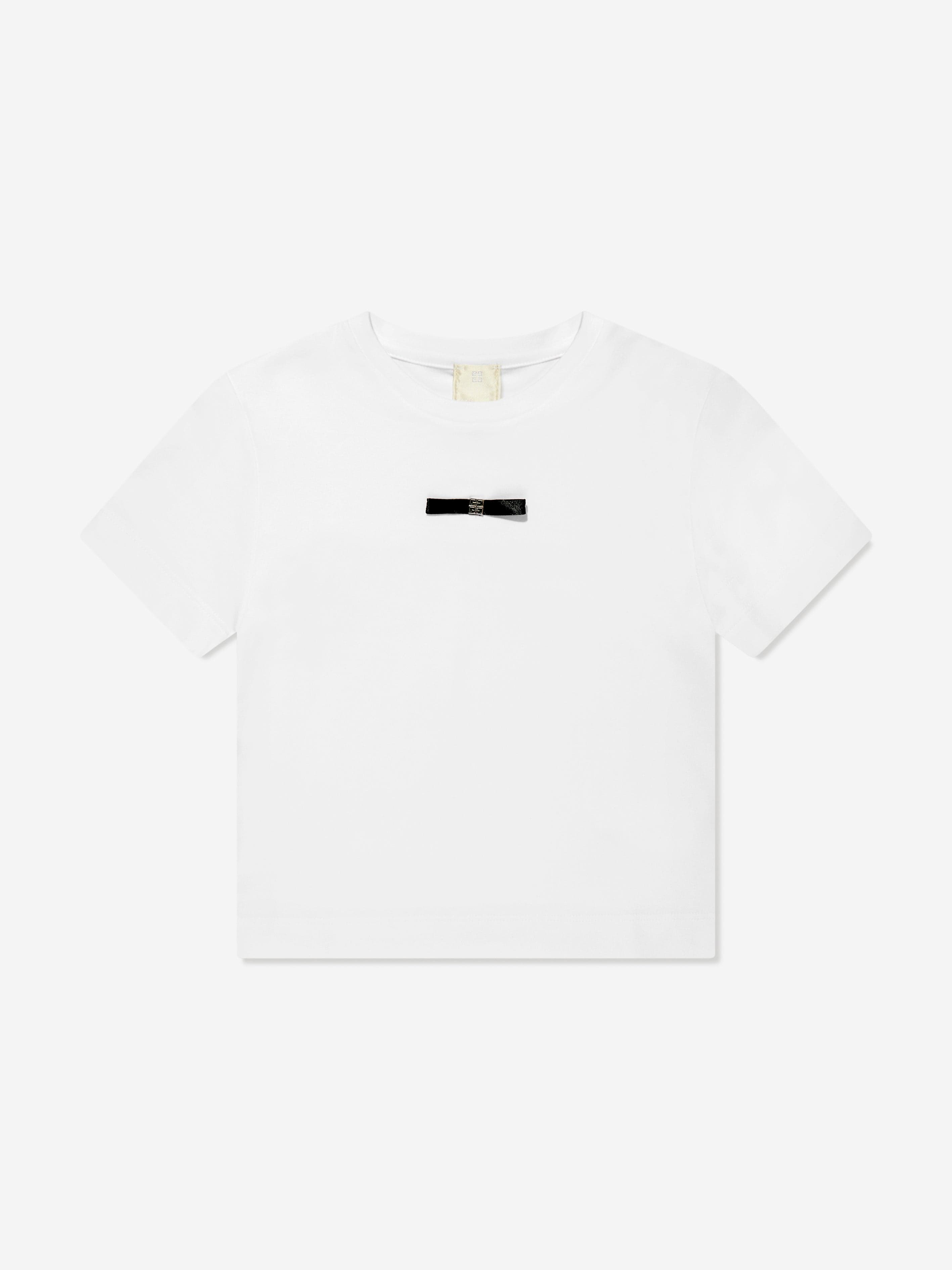 Girls 4G Satin Bow T-Shirt in White Cheap Sale Big Sale