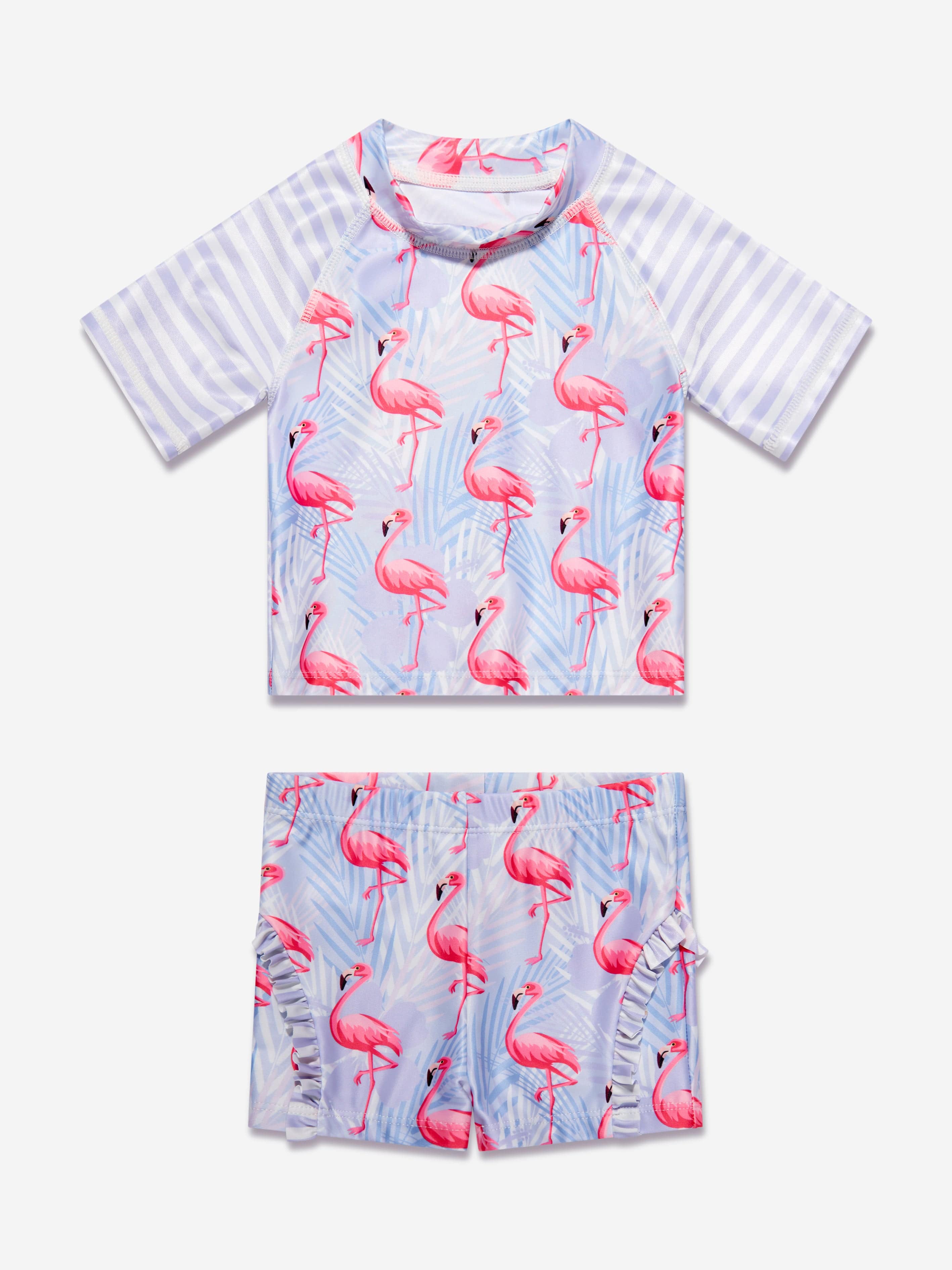 Soli Swim Baby Girls Flamingo Rash Guard and Shorts (UPF50+) in Purple Cheap New Arrival