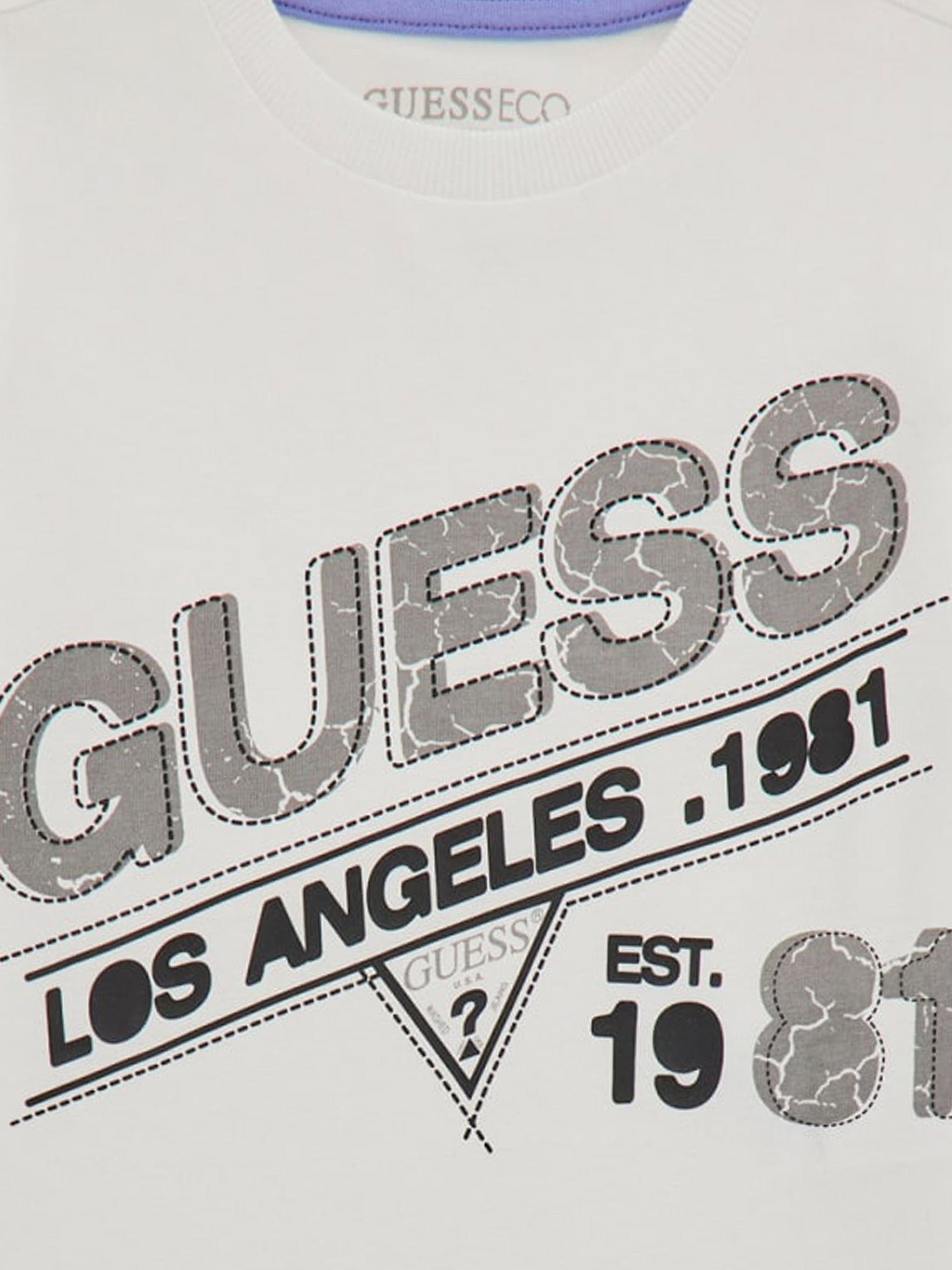 Guess Boys Logo T-Shirt in White Sale Genuine