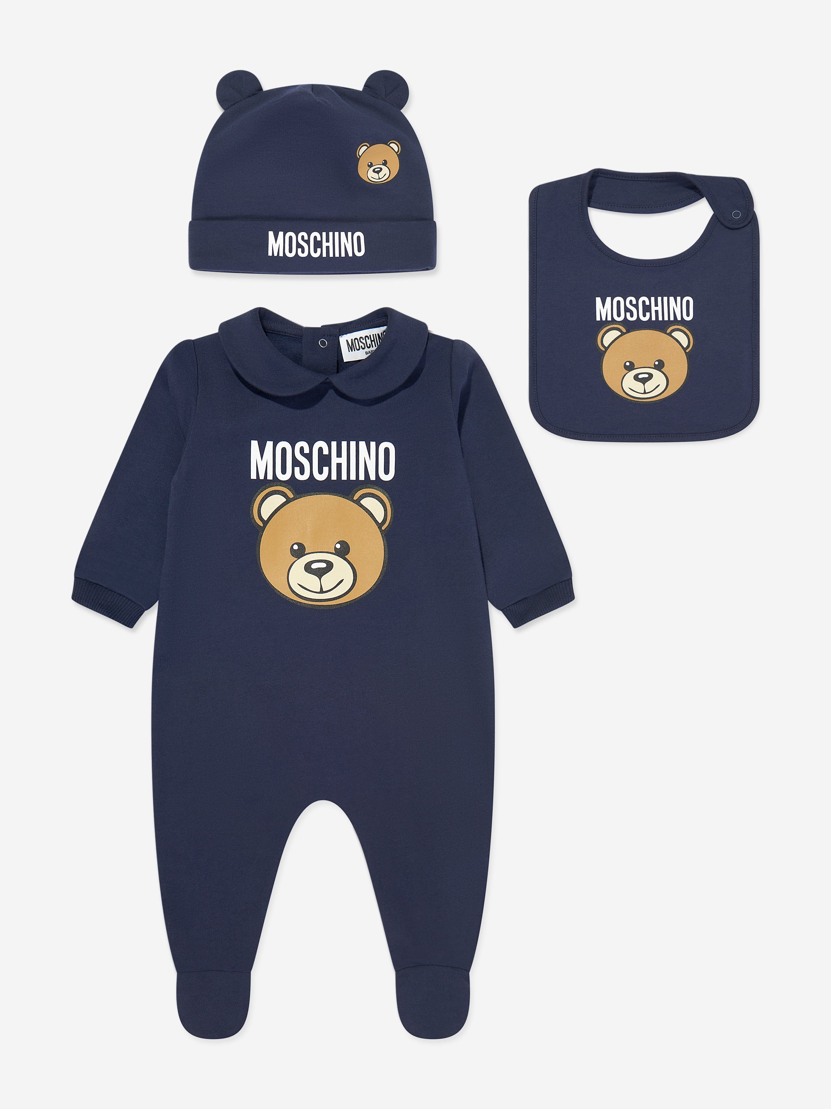 Moschino Baby Boys Bear Logo Babygrow Gift Set in Navy Pay With Paypal Cheap Online