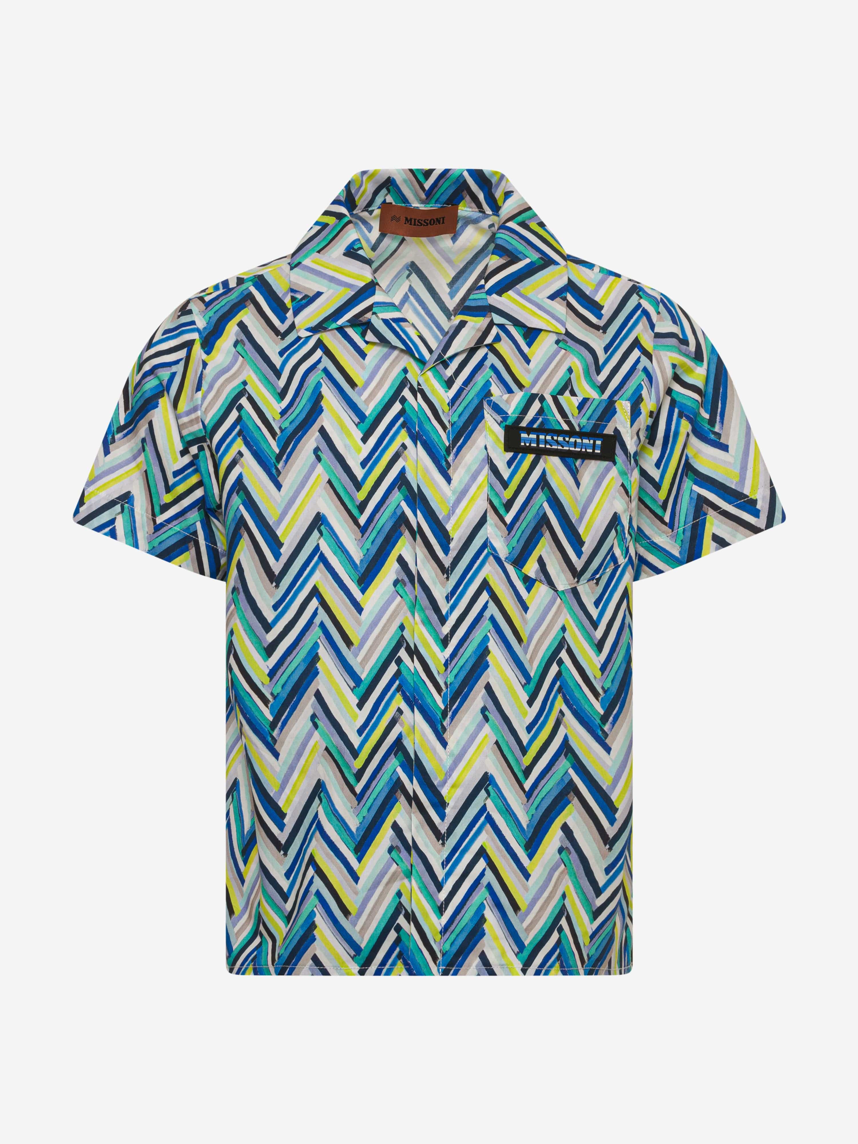 Missoni Boys Zigzag Beach Shirt in Blue Get To Buy For Sale
