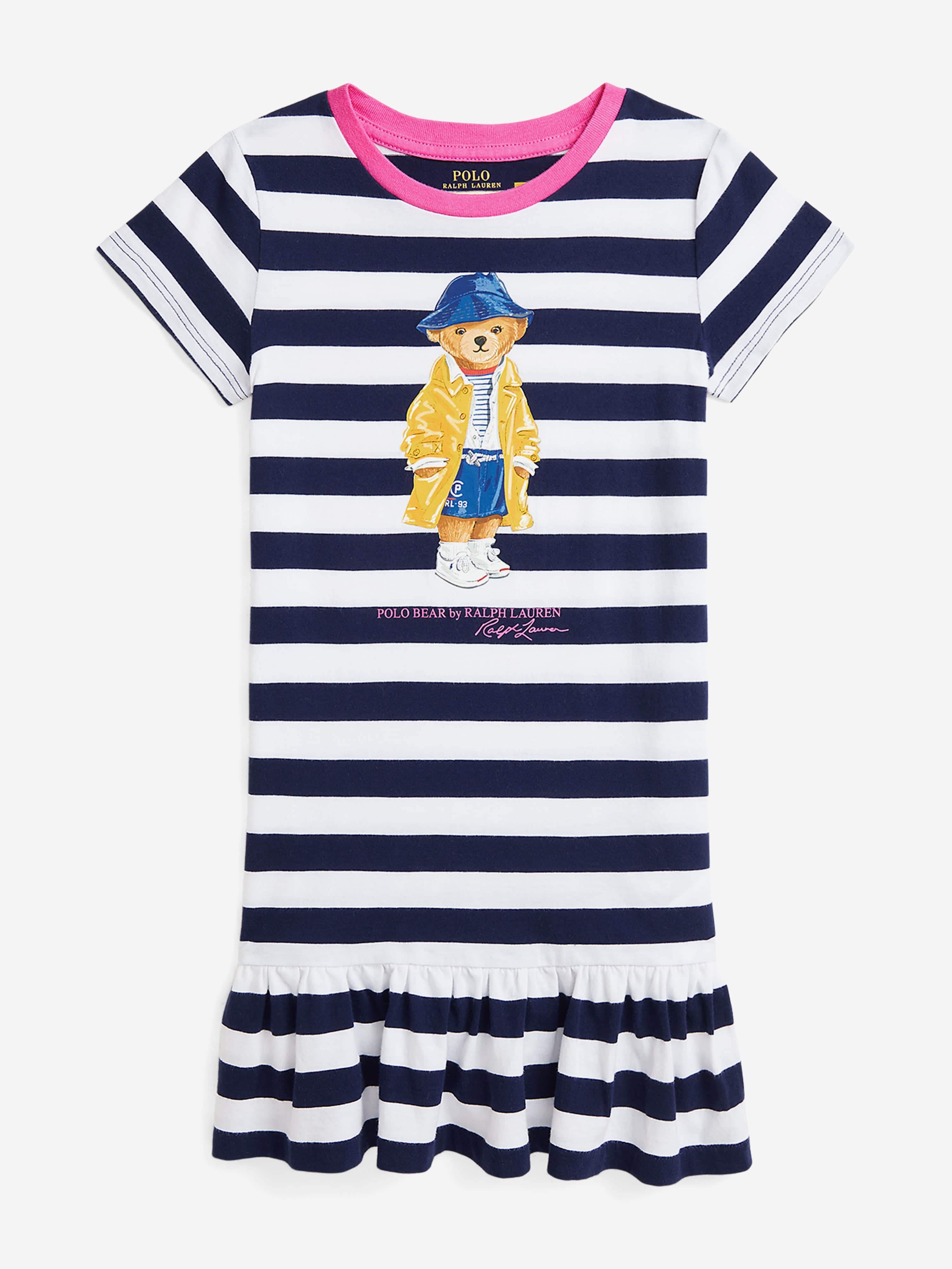 Girls Striped Polo Bear T-Shirt Dress in Navy Buy Cheap For Cheap