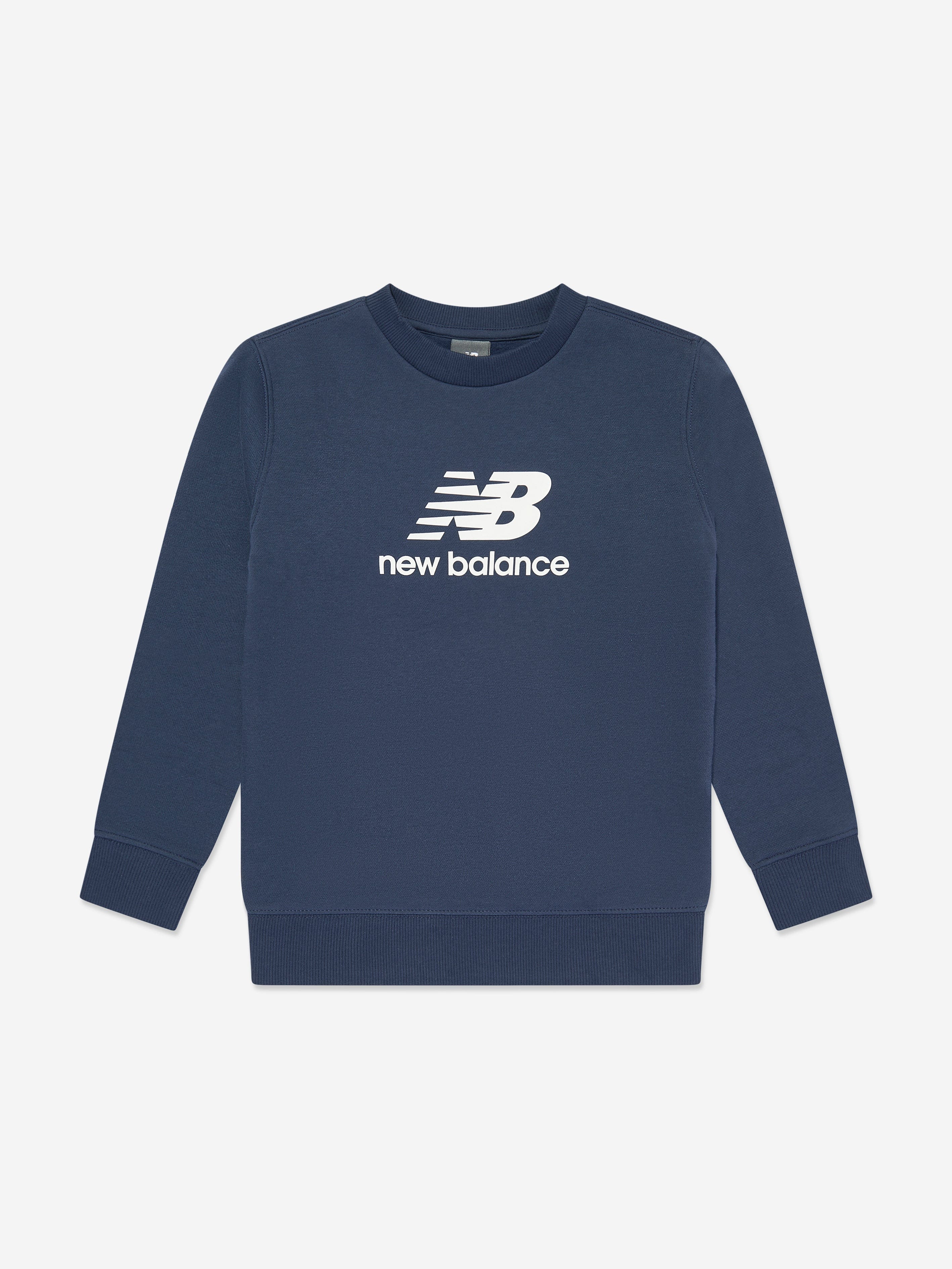 New Balance Boys Brush Back Stacked Logo Sweatshirt in Navy Pay With Visa For Sale