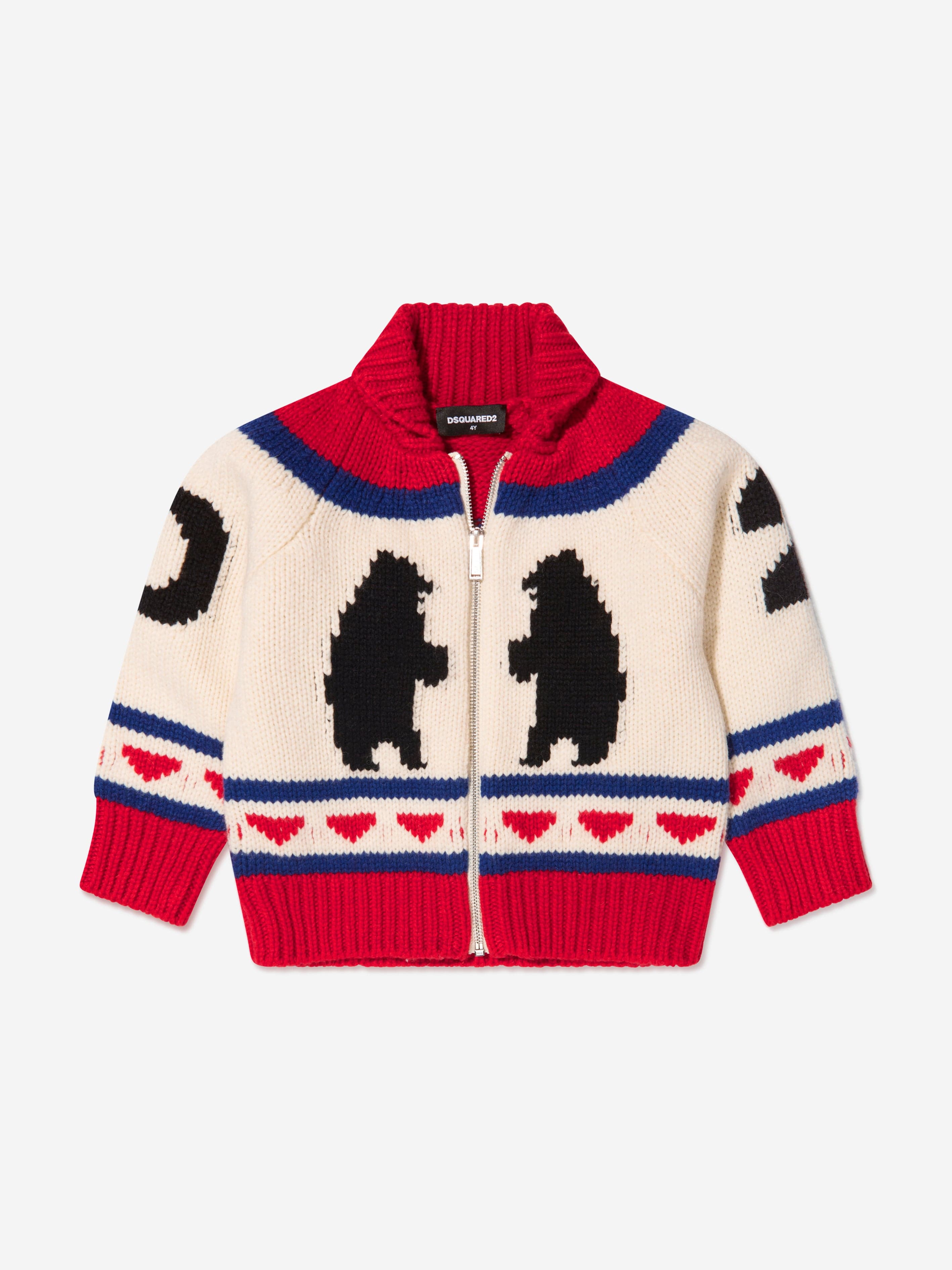 Dsquared2 Kids Wool Knitted Zip Up Jumper Amazon For Sale