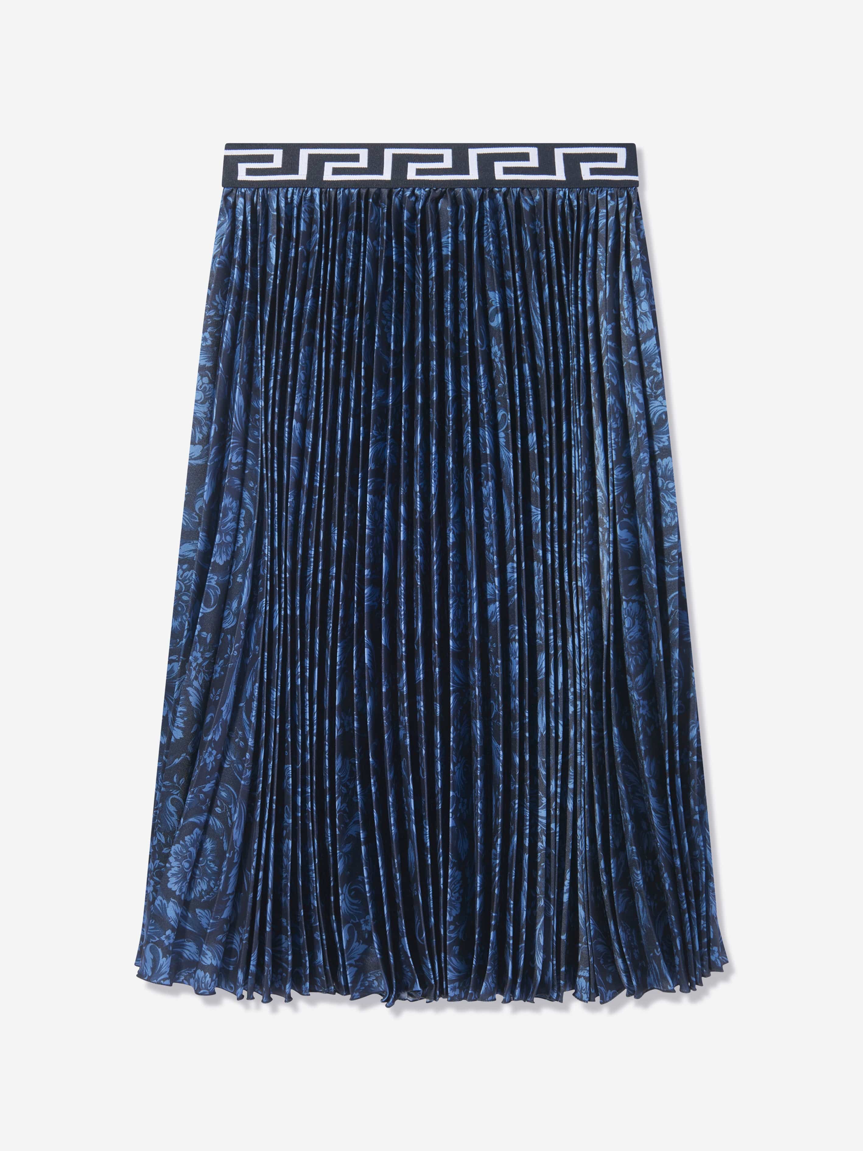 Versace Girls Barocco Pleated Skirt in Navy Outlet Geniue Stockist