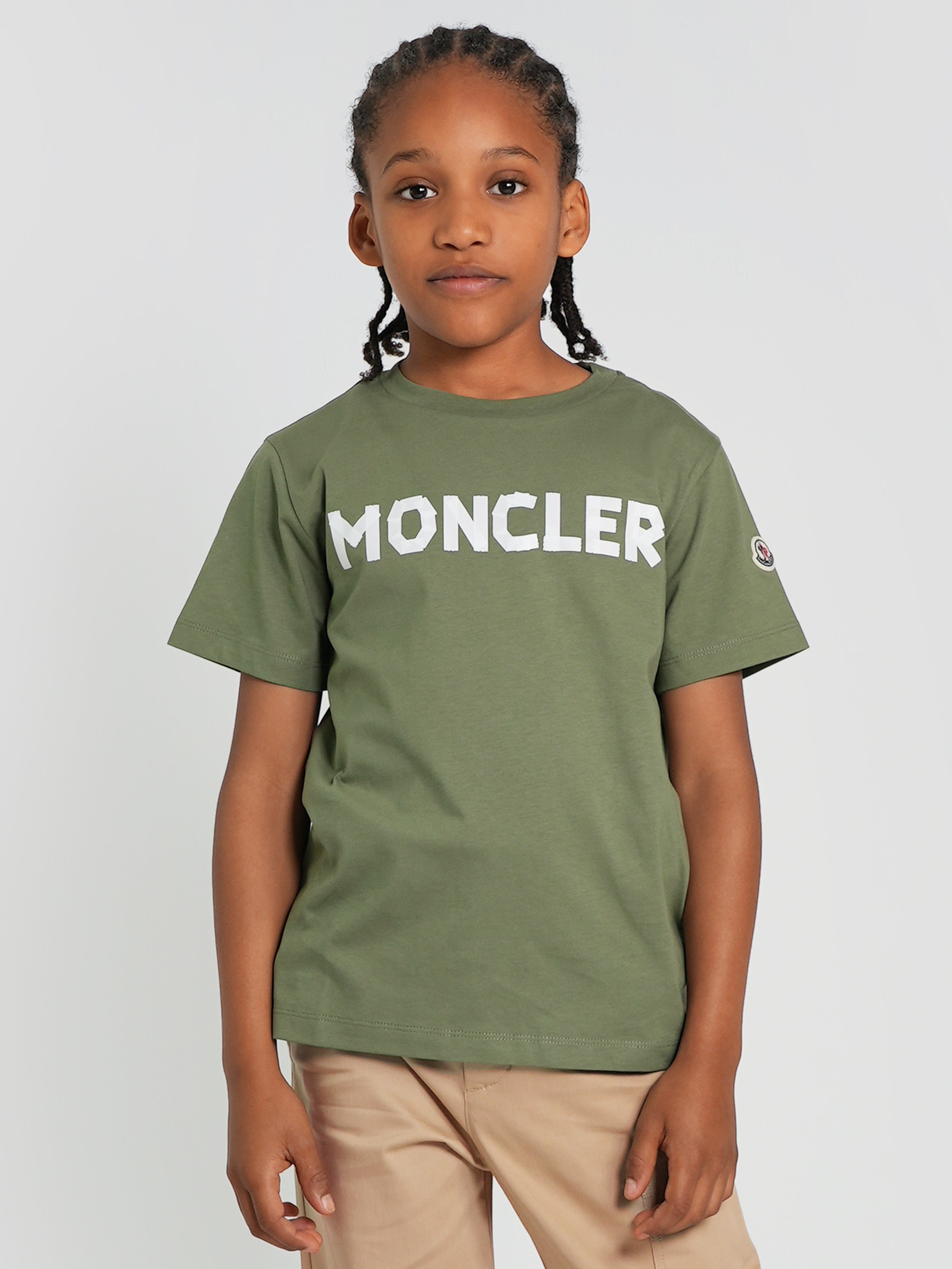 Moncler Enfant Boys Logo t-Shirt in Green Cheapest Sale Online