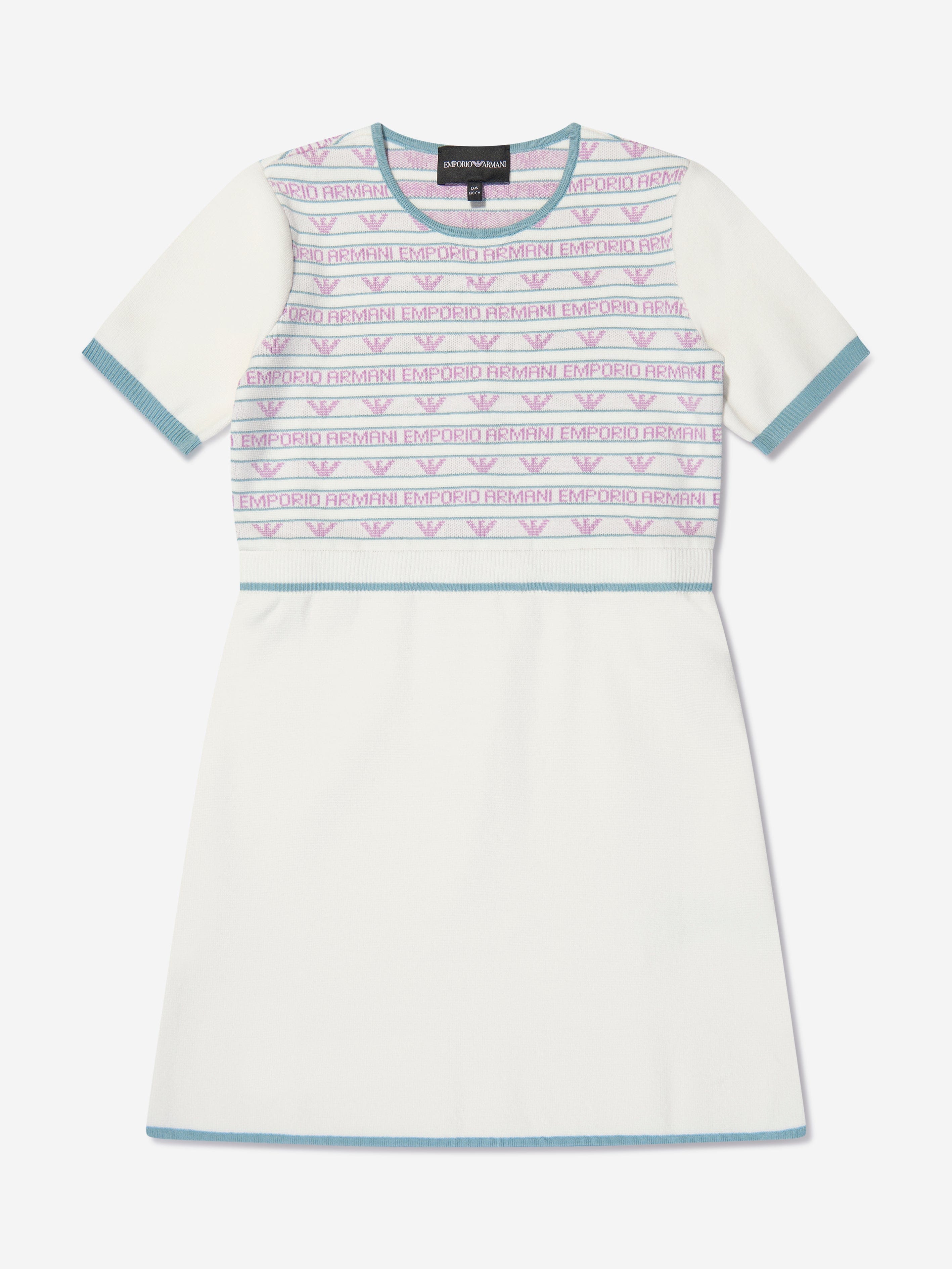 Emporio Armani Girls Short Sleeve Logo Dress In White Footlocker Cheap Online