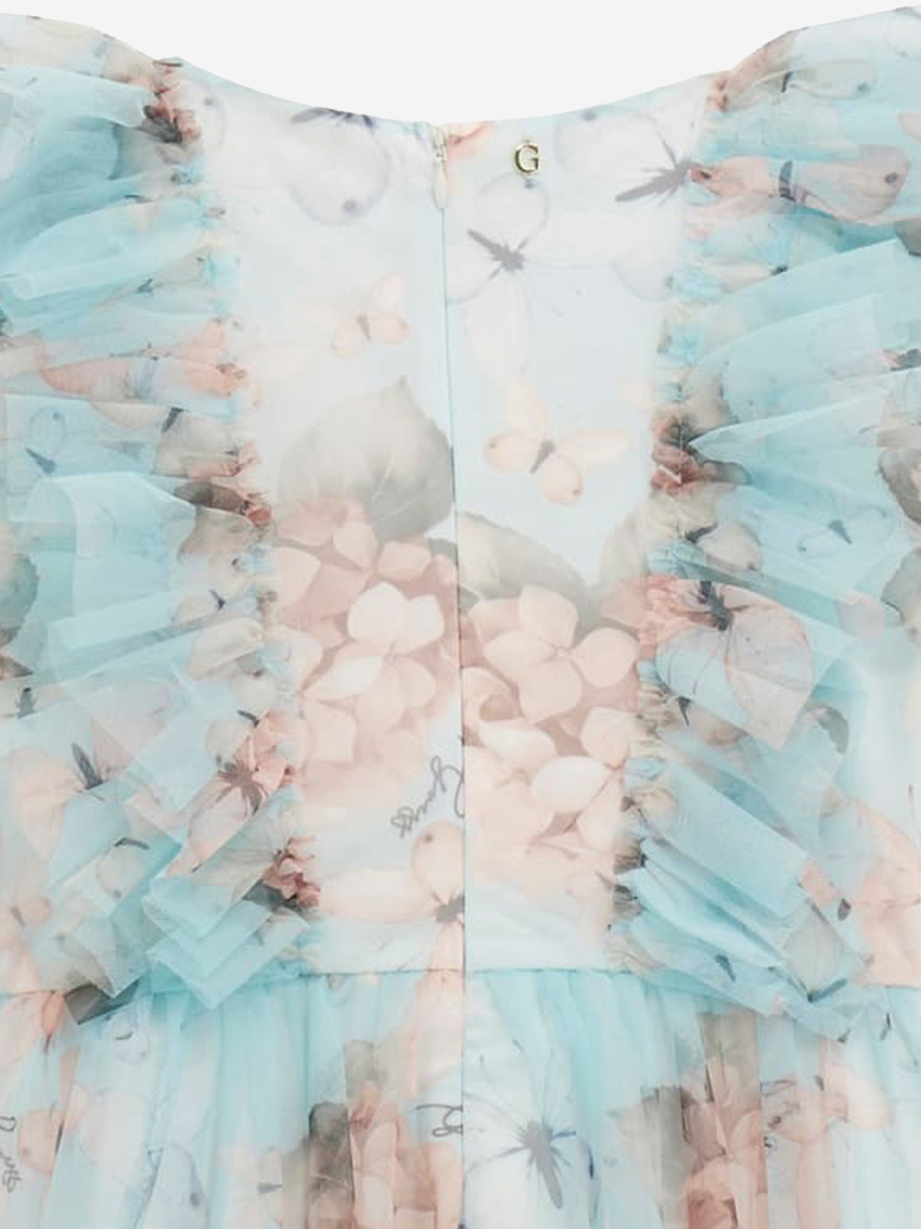 Girls Butterly Collage Tulle Dress in Blue Big Sale Cheap Online