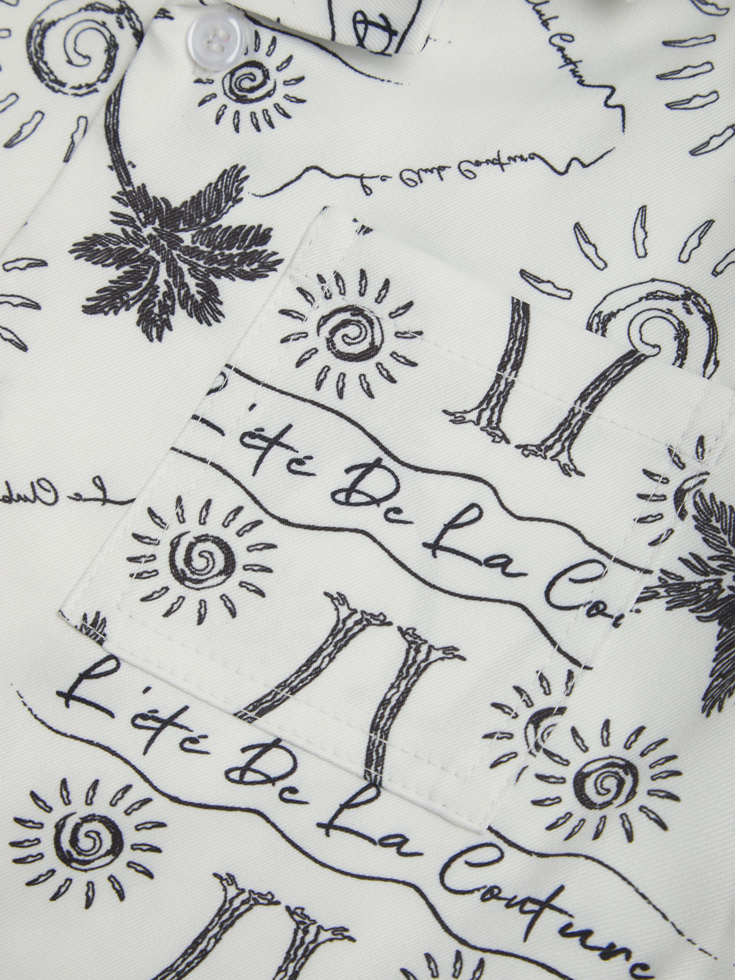 The Couture Club Kids Palm Print Embroidered Shirt in White Sale Fast Delivery