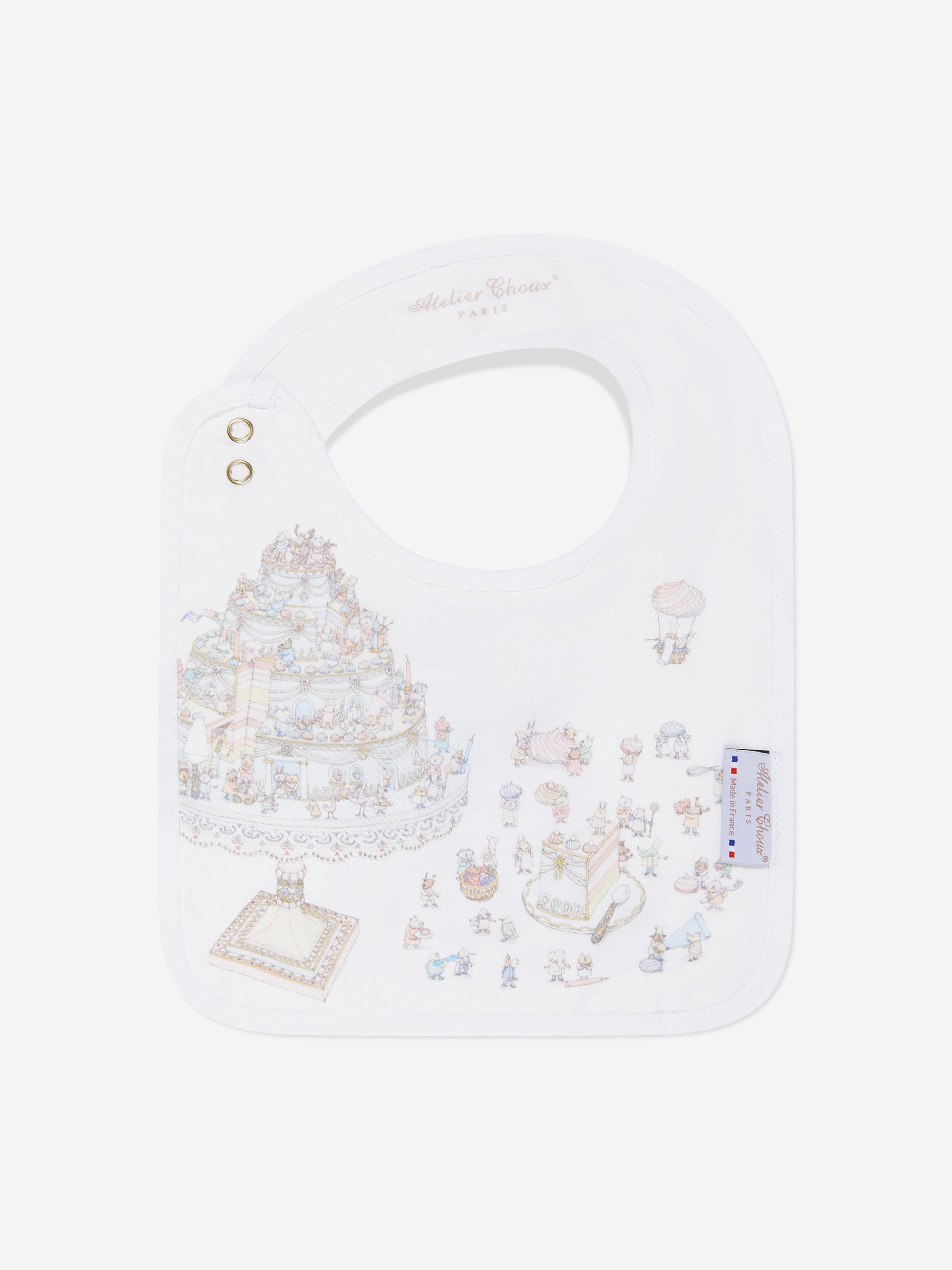 Atelier Choux Baby Le Gateau Carr¨¦ and Satin Bib Set in White Order
