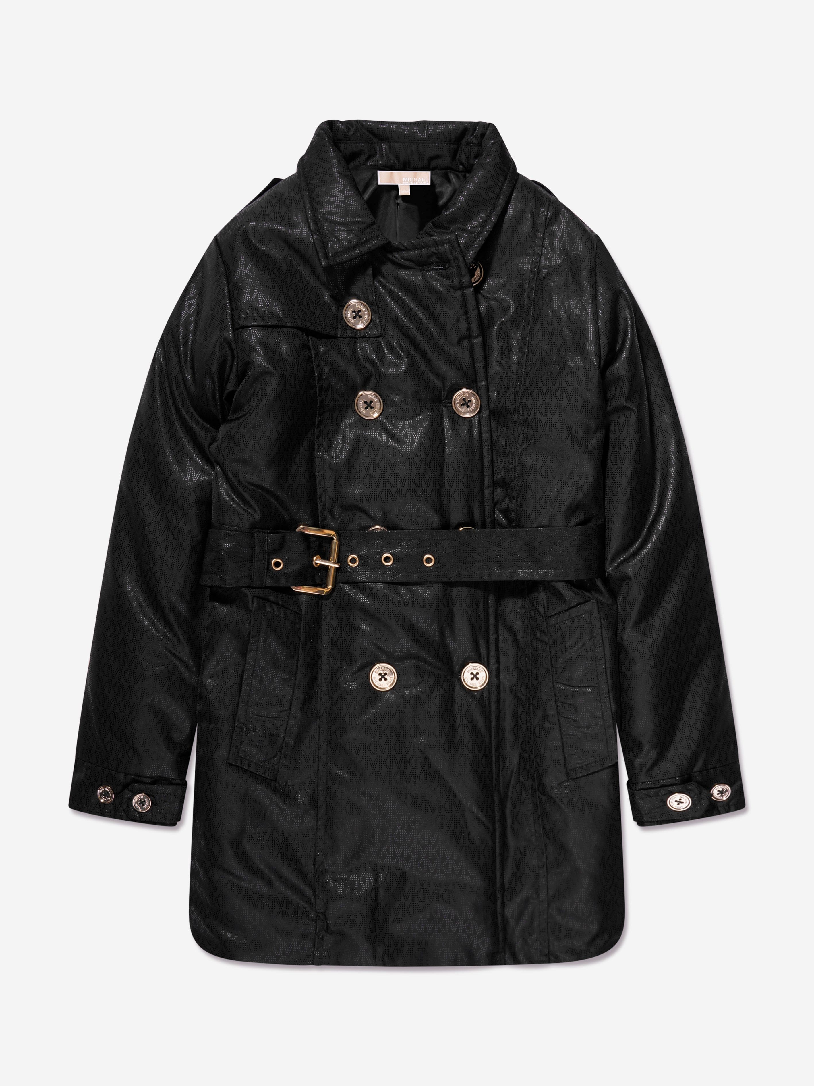 Michael Kors Girls Logo Trench Coat in Black Tumblr Cheap Online