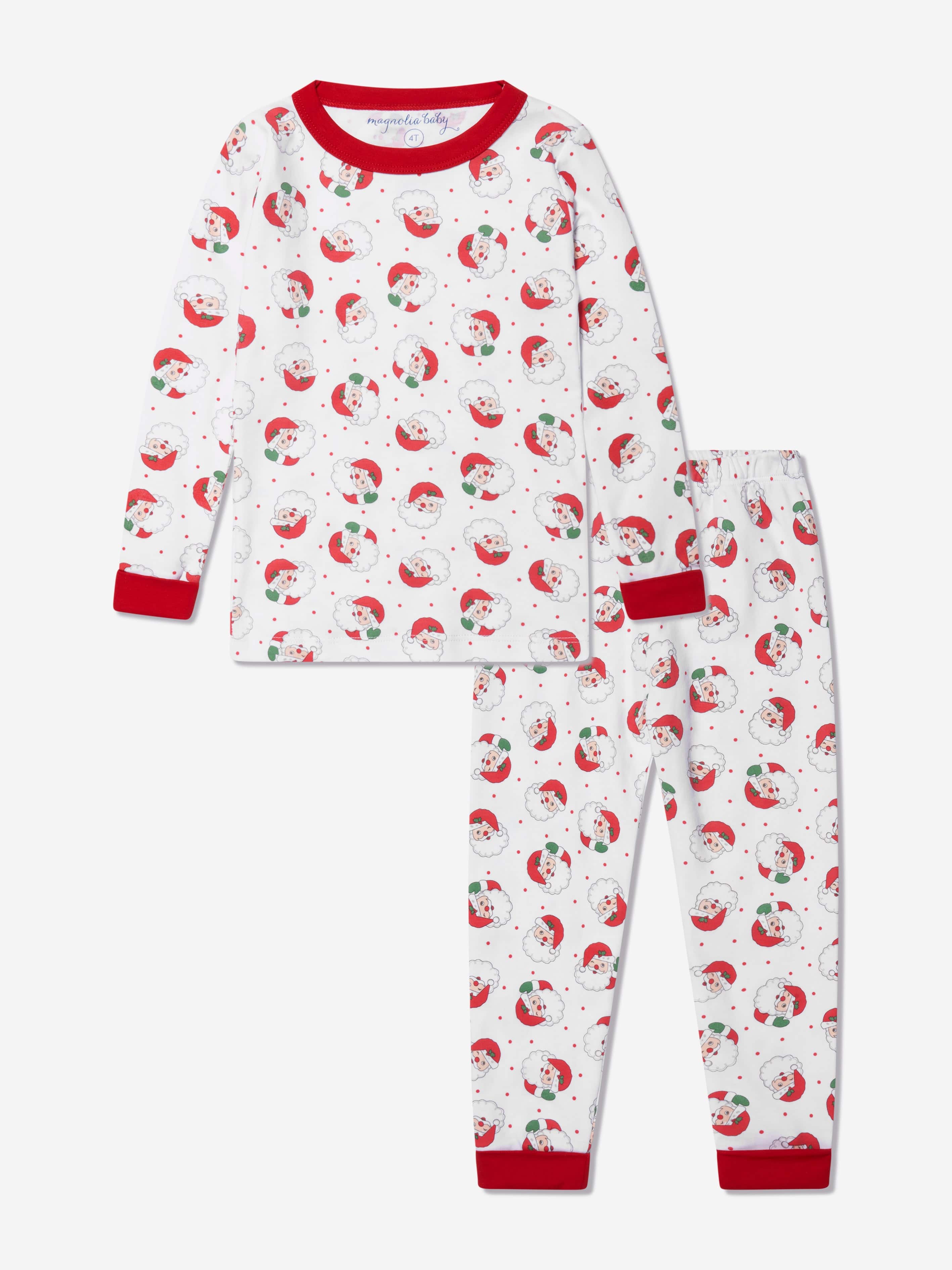 Magnolia Baby Kids Winking Santa Long Pyjamas in Red Manchester Sale Online