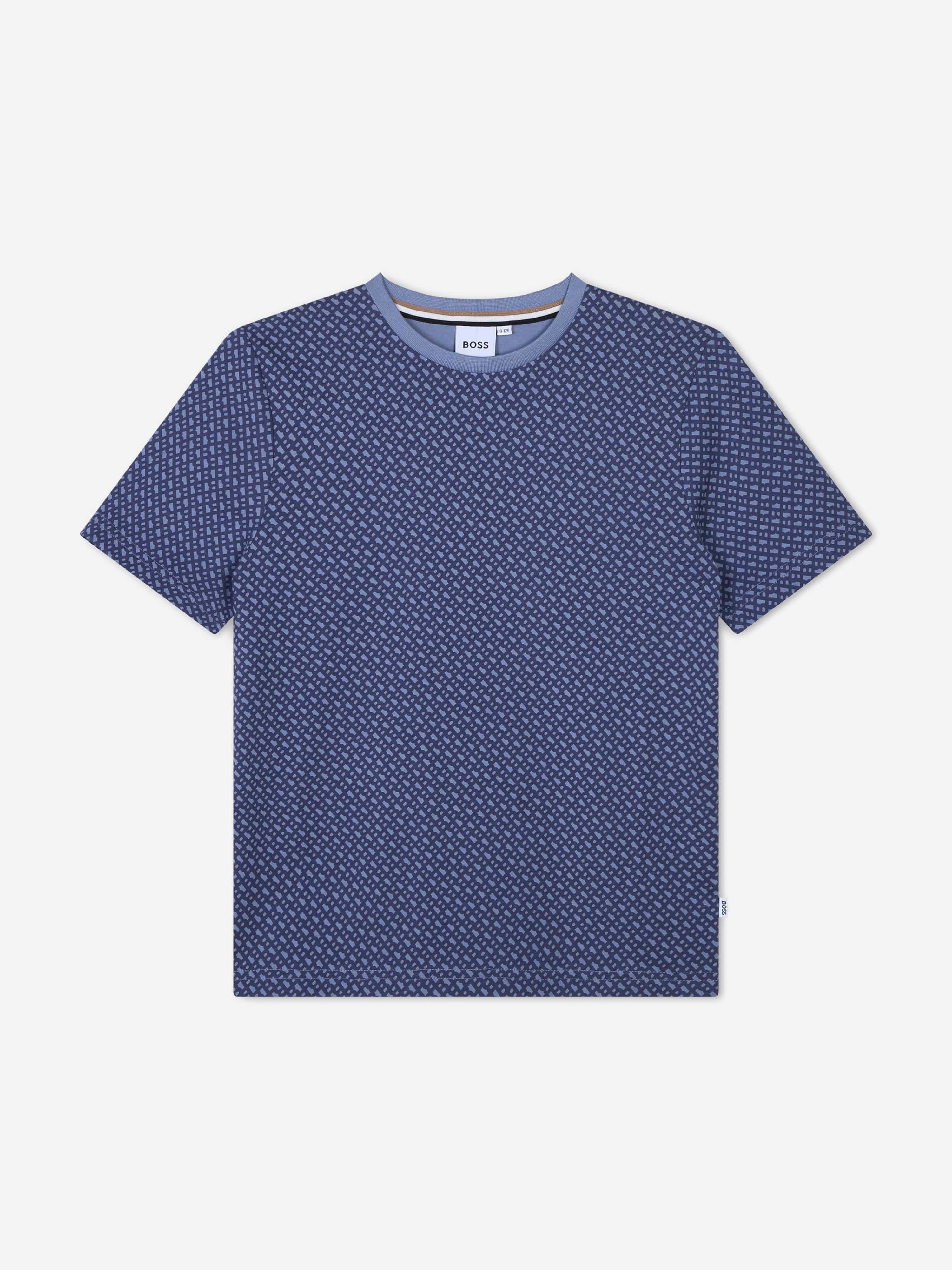 BOSS Boys Monogram Priint T-Shirt in Grey Buy Cheap 2025