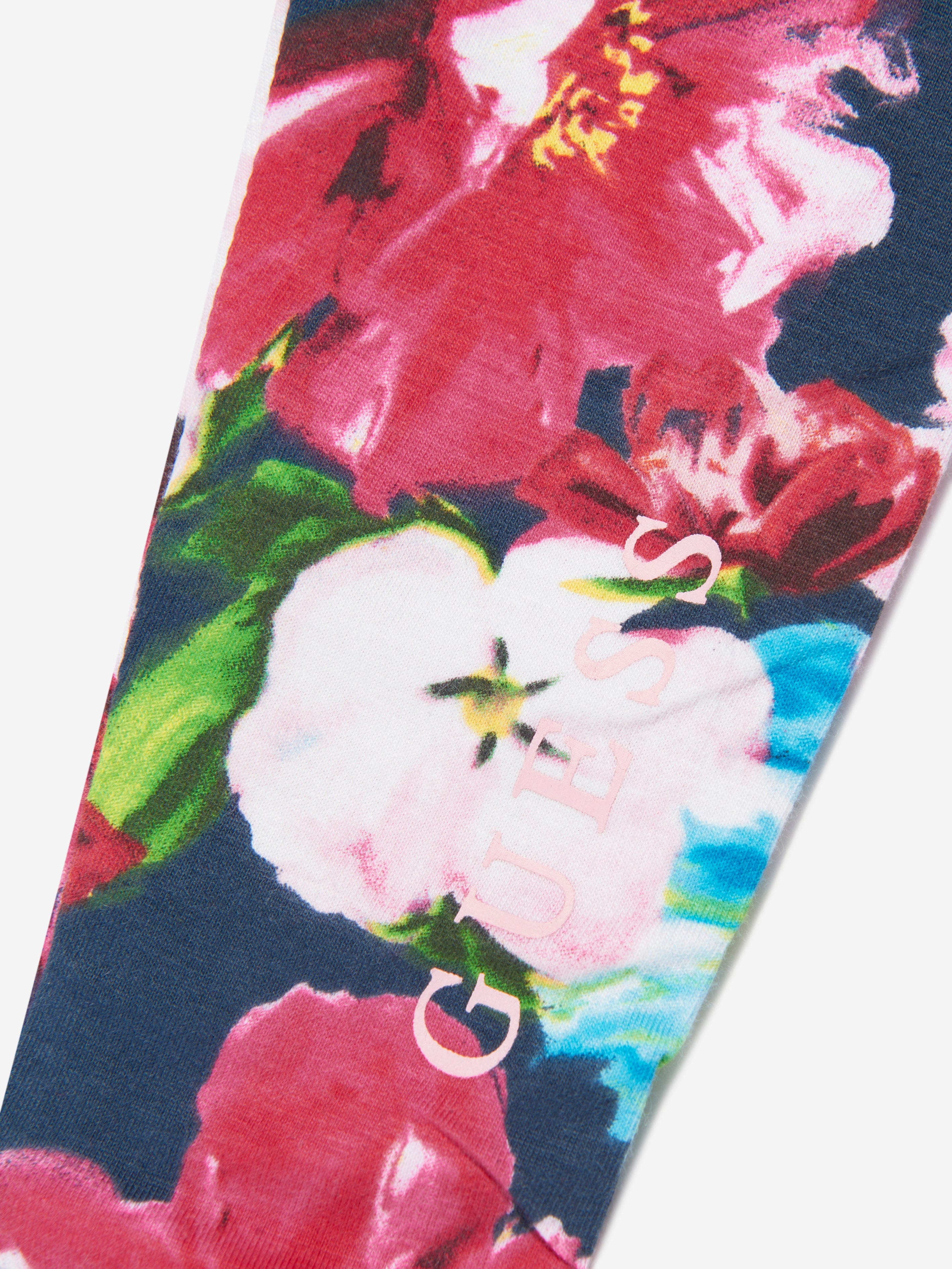 Guess Girls Passion Flower Reversible Leggings in Pink 100% Authentic