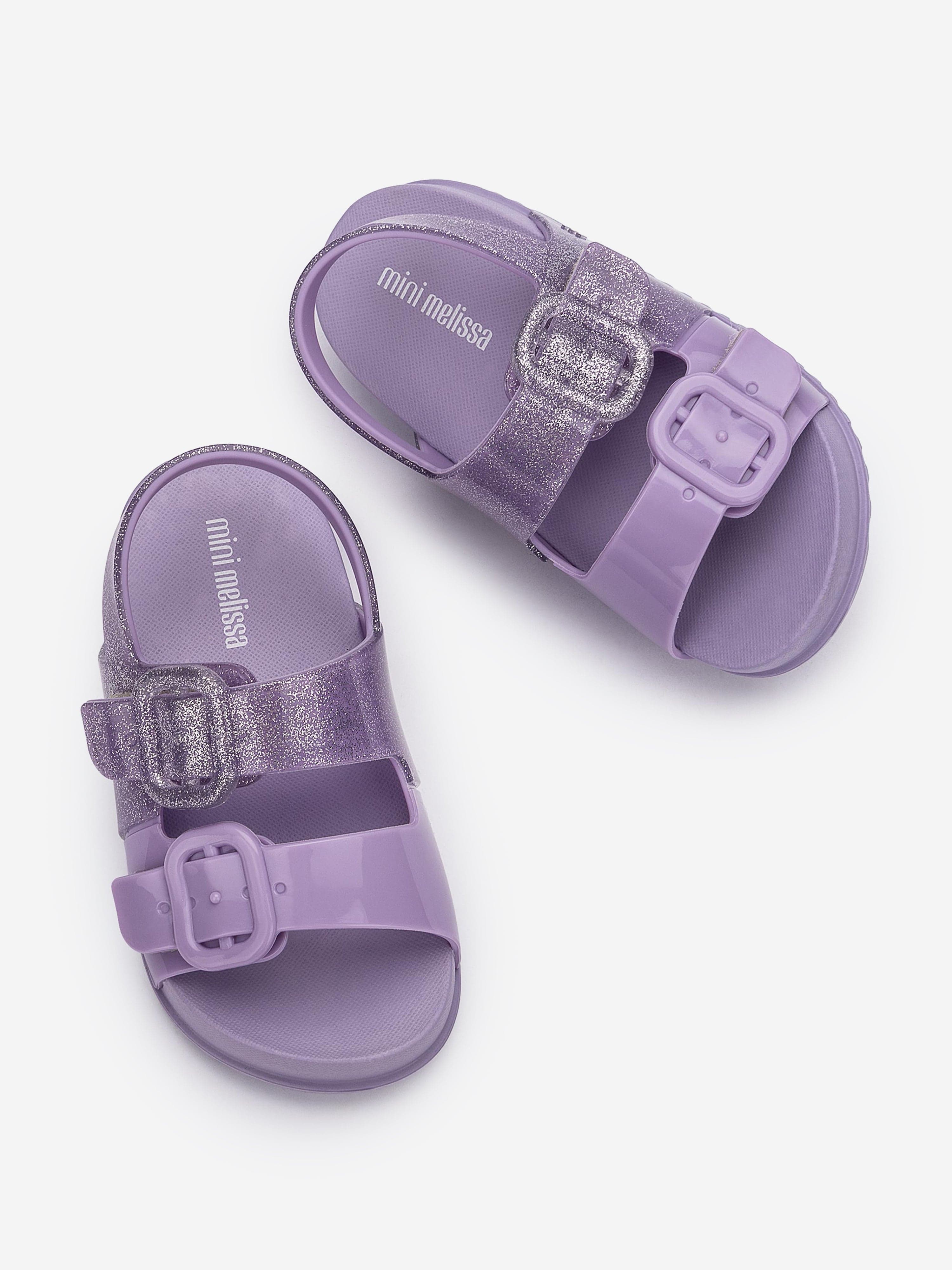 Mini Melissa Girls Cozy Glitter Sandals in Purple Collections Online