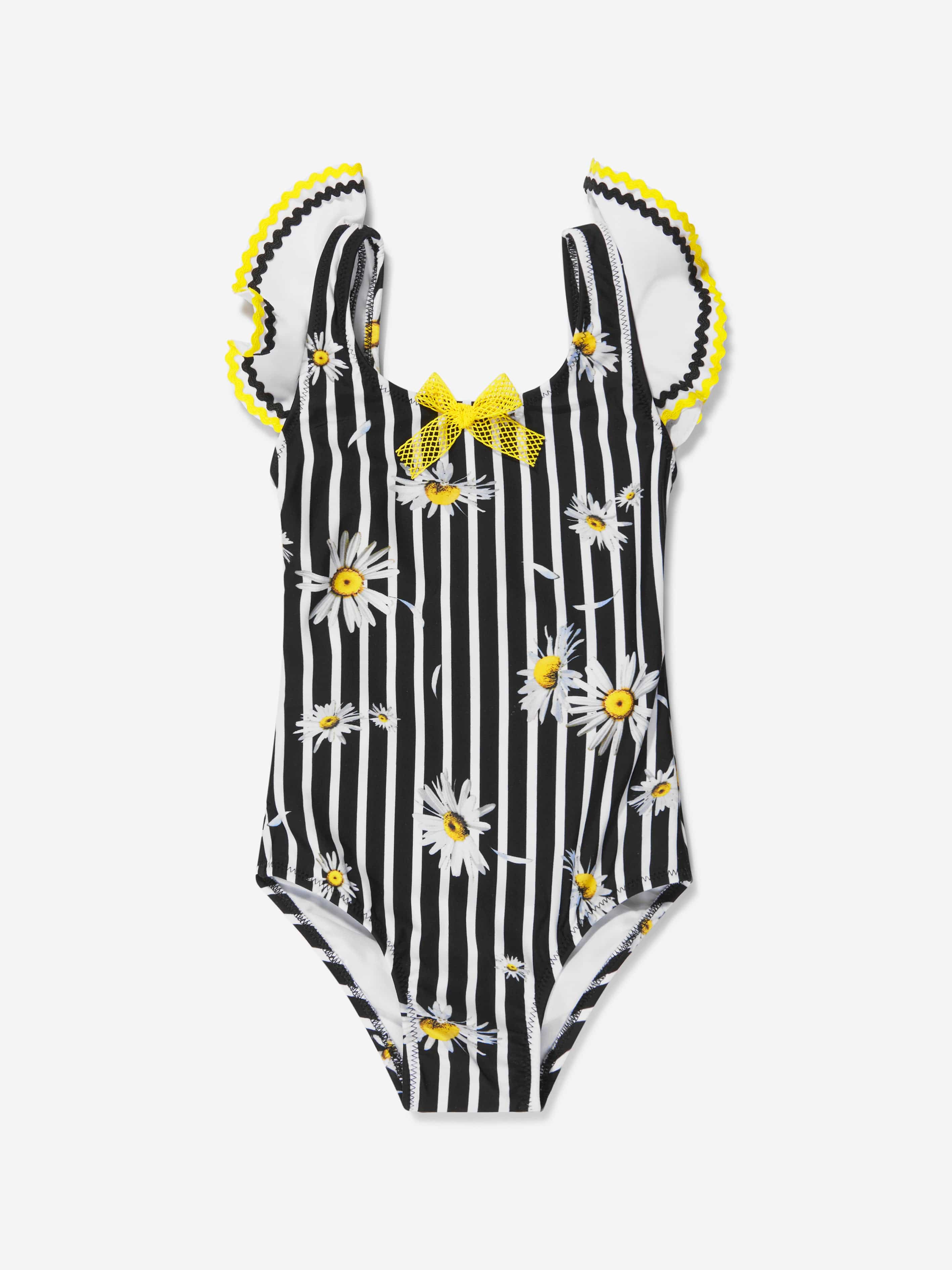 Nessi Byrd Girls Striped Daisy Print Ornella Swimsuit (UV50 Sun Protection) Amazing Pice