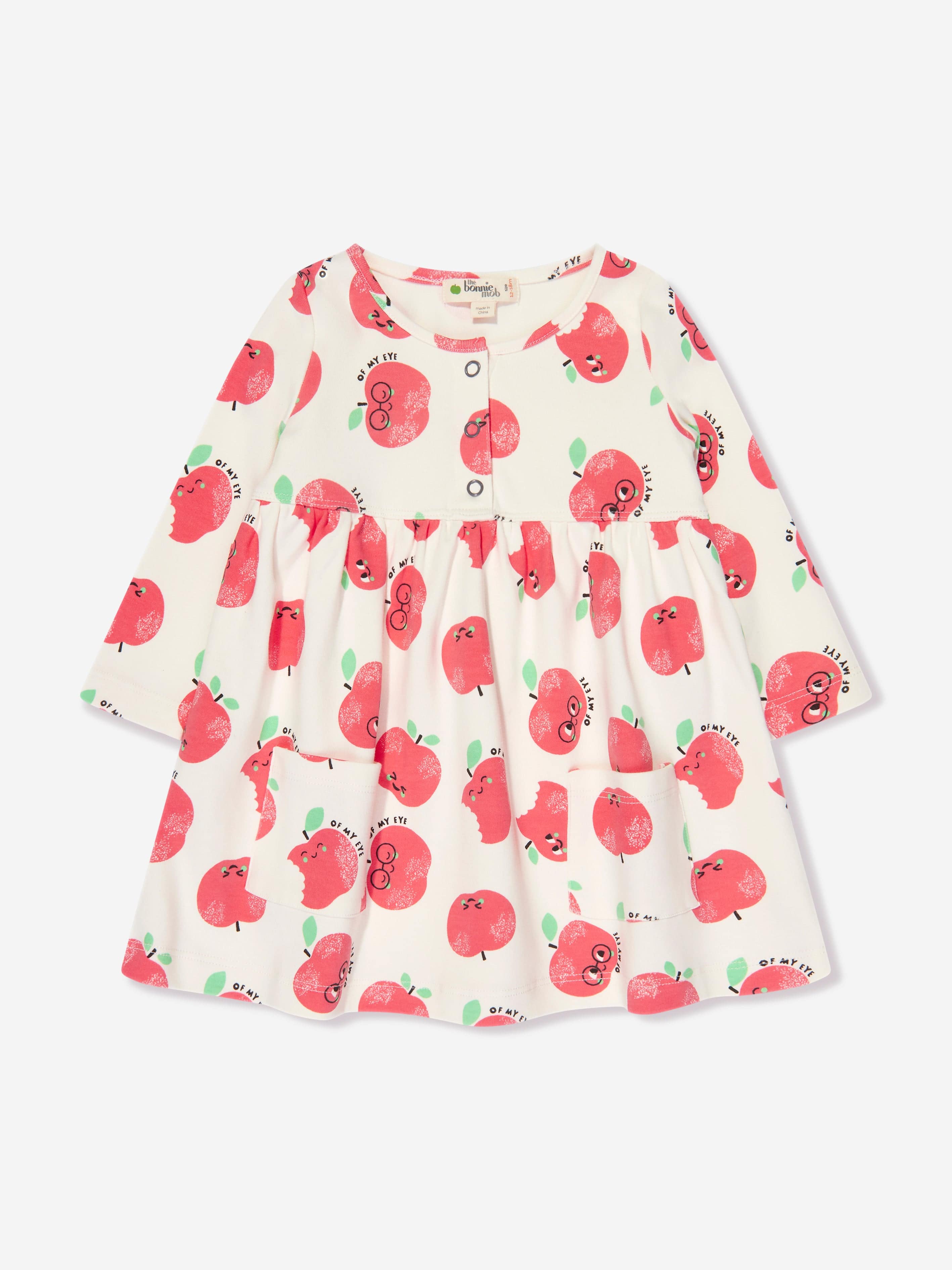 The Bonnie Mob Girls Apple Pockets Dress in Ivory Visit Online