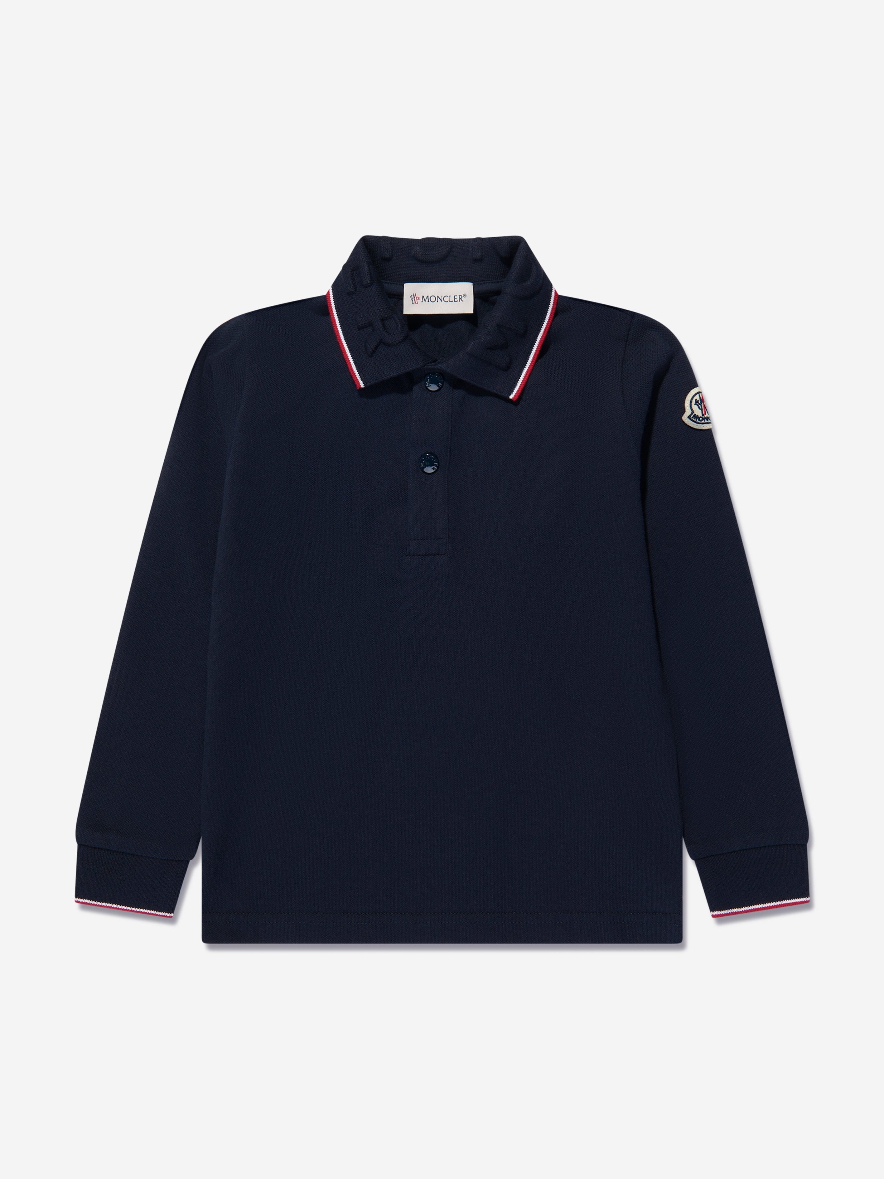 Moncler Enfant Boys Long Sleeve Polo Shirt in Navy Outlet Low Pice Fee Shipping