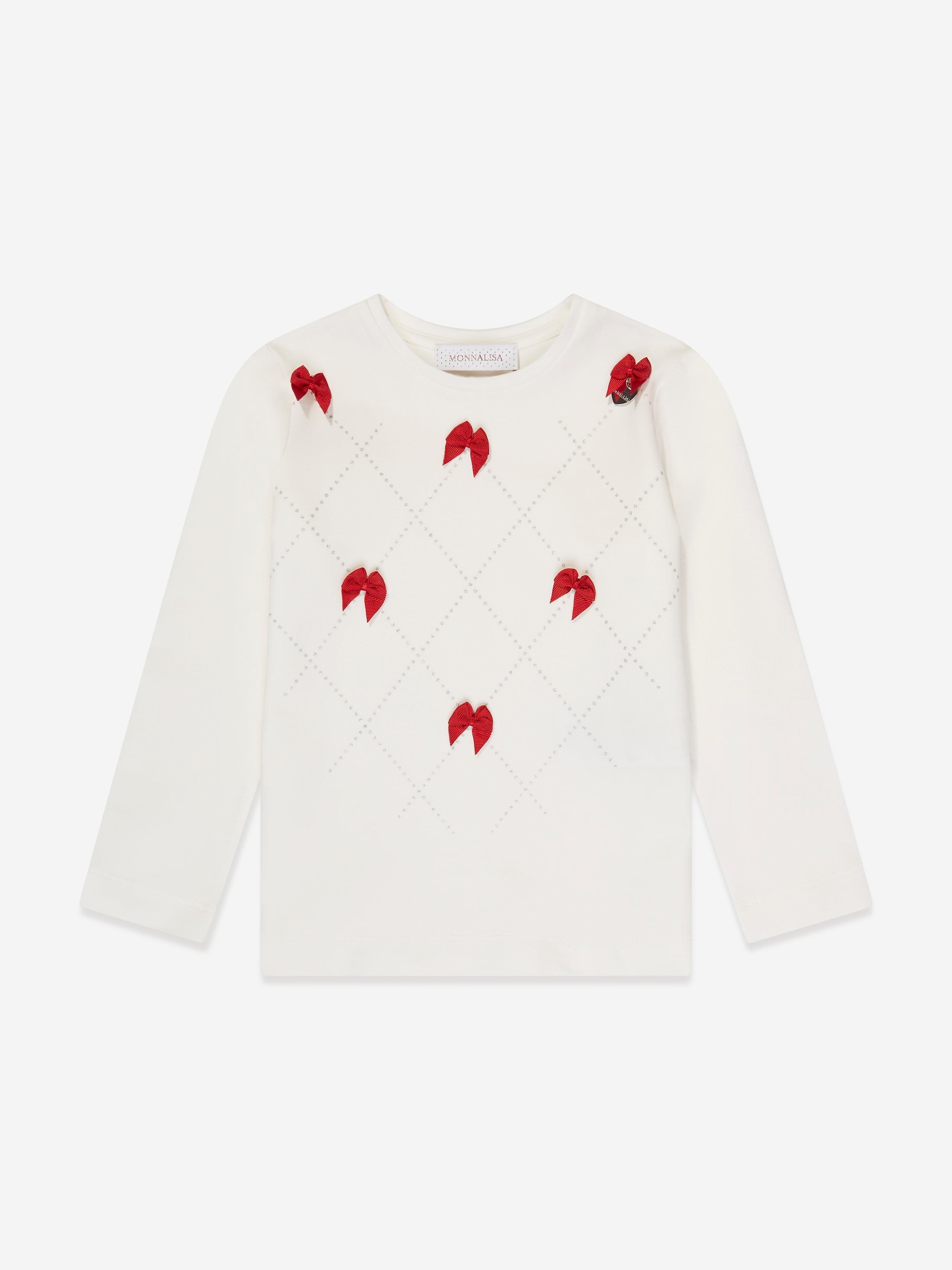 Monnalisa Girls Long Sleeve T-Shirt in White Release Dates Sale Online