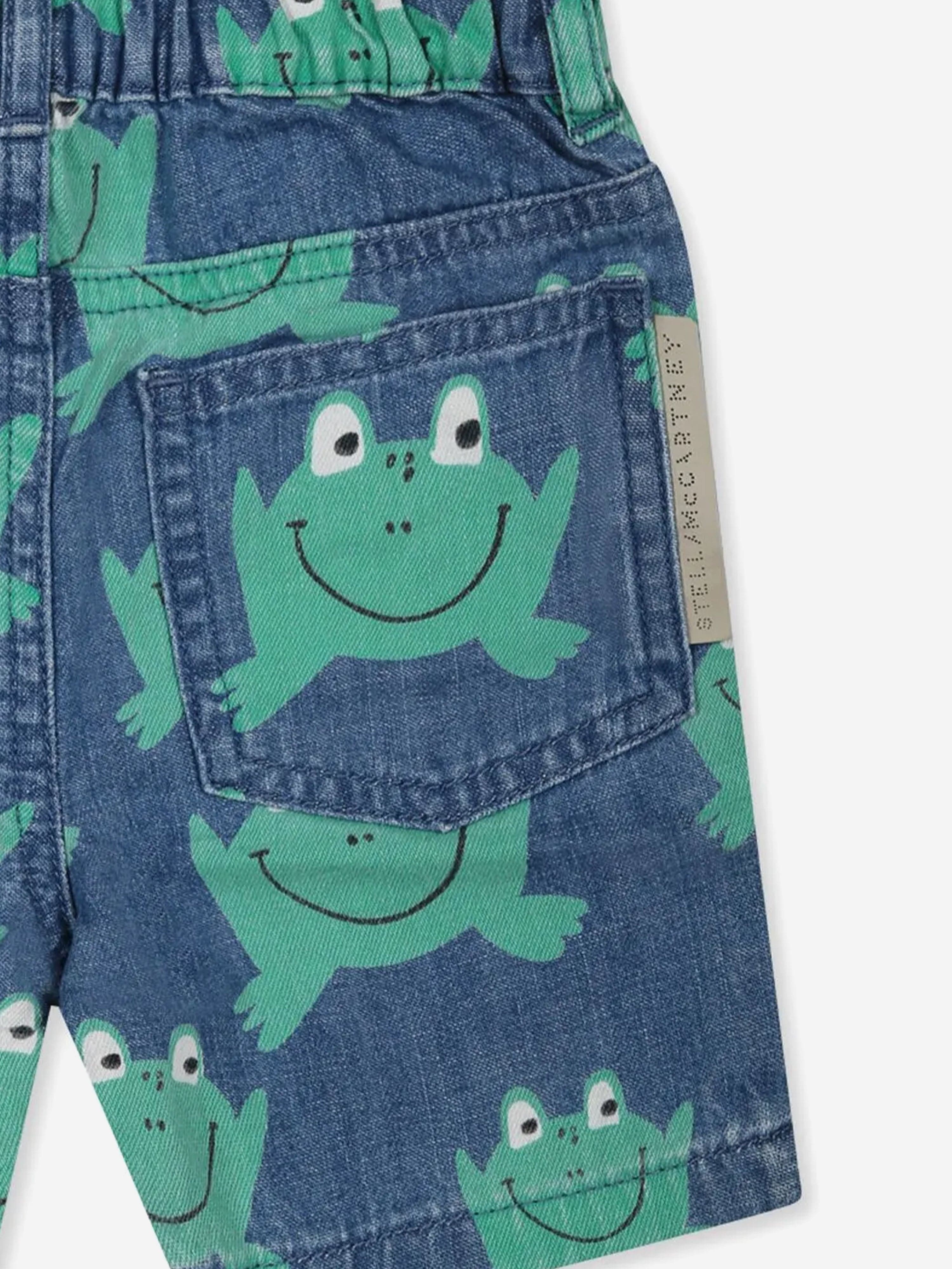 Baby Boys Denim Frog Shorts in Blue Discount Latest Collections