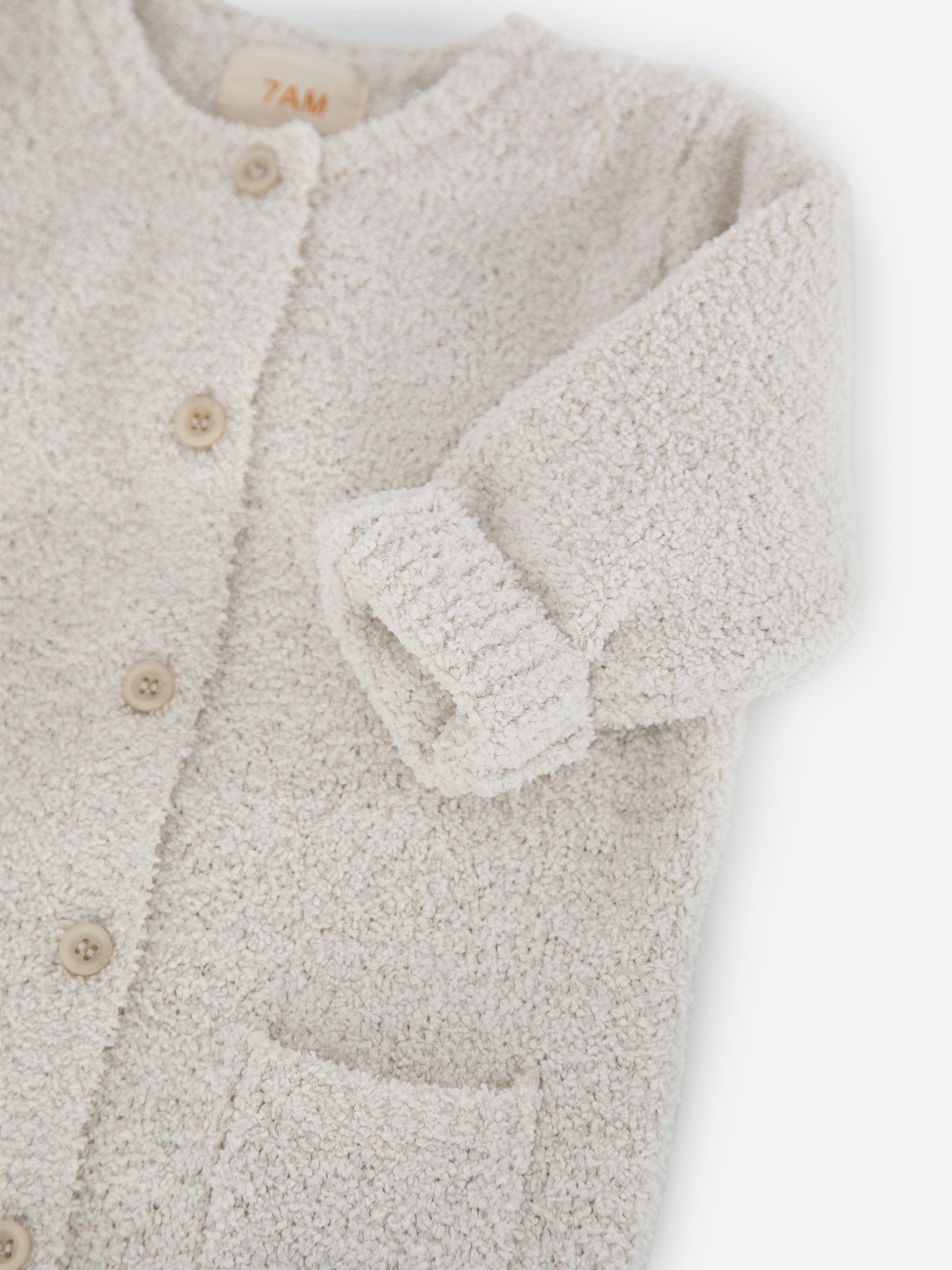 7AM Enfant Baby Fuzzy Long Sleeve Romper in Ivory Get Authentic Cheap Online