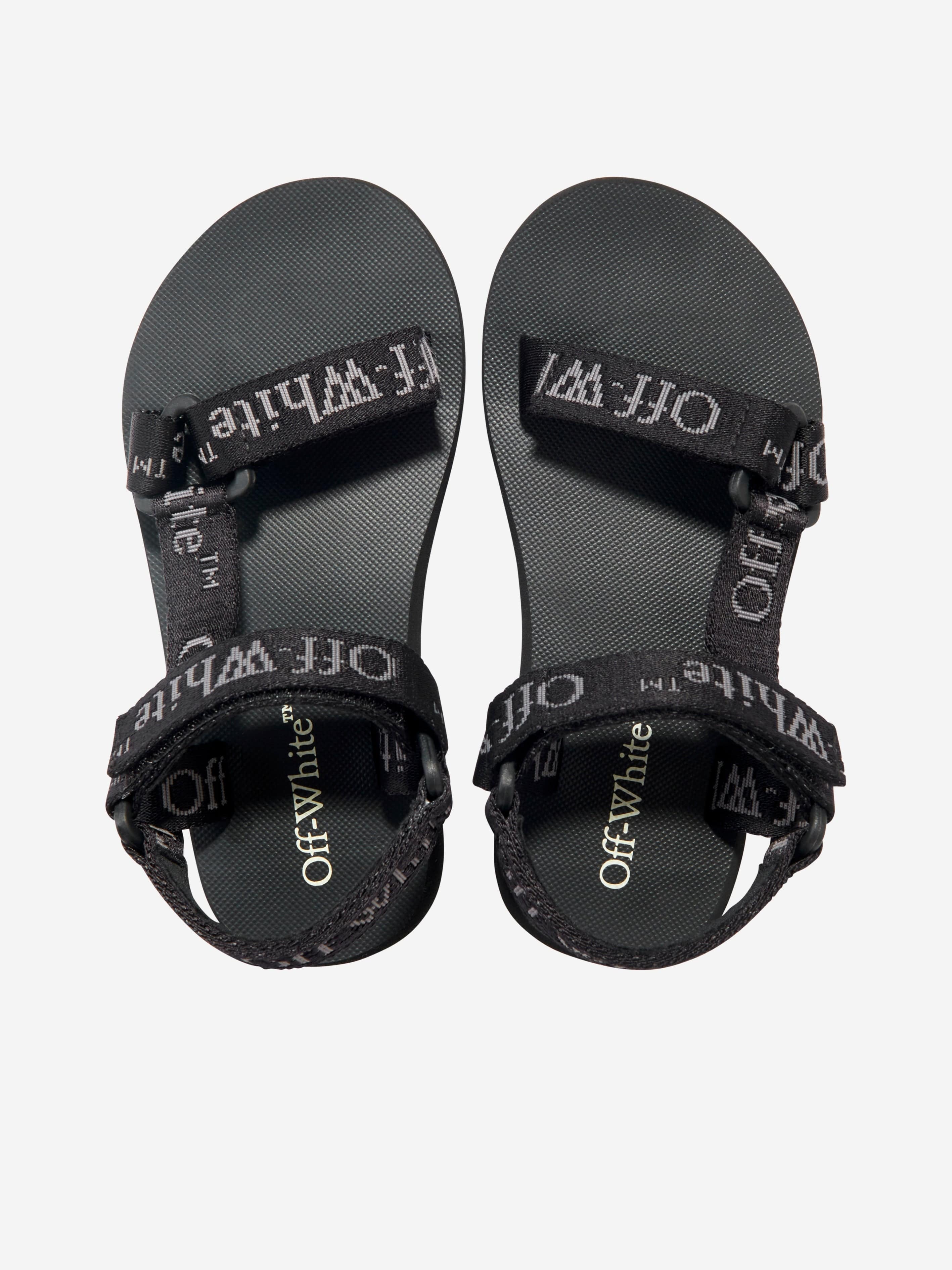 Off-White Kids Bookish Logo Band Trek Sandals in Black Discount Original