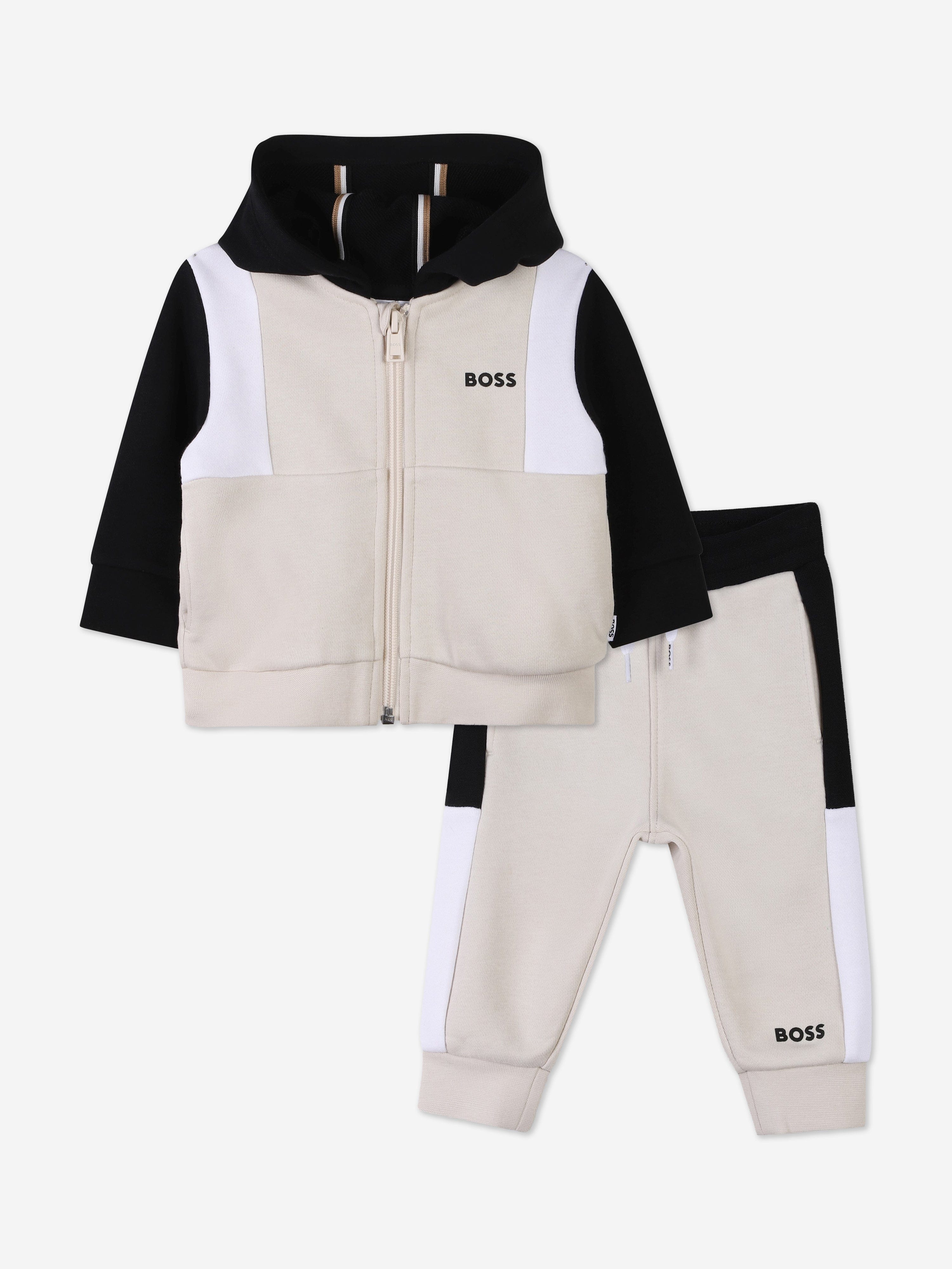BOSS Baby Boys Colourblock Tracksuit in Beige Sale How Much