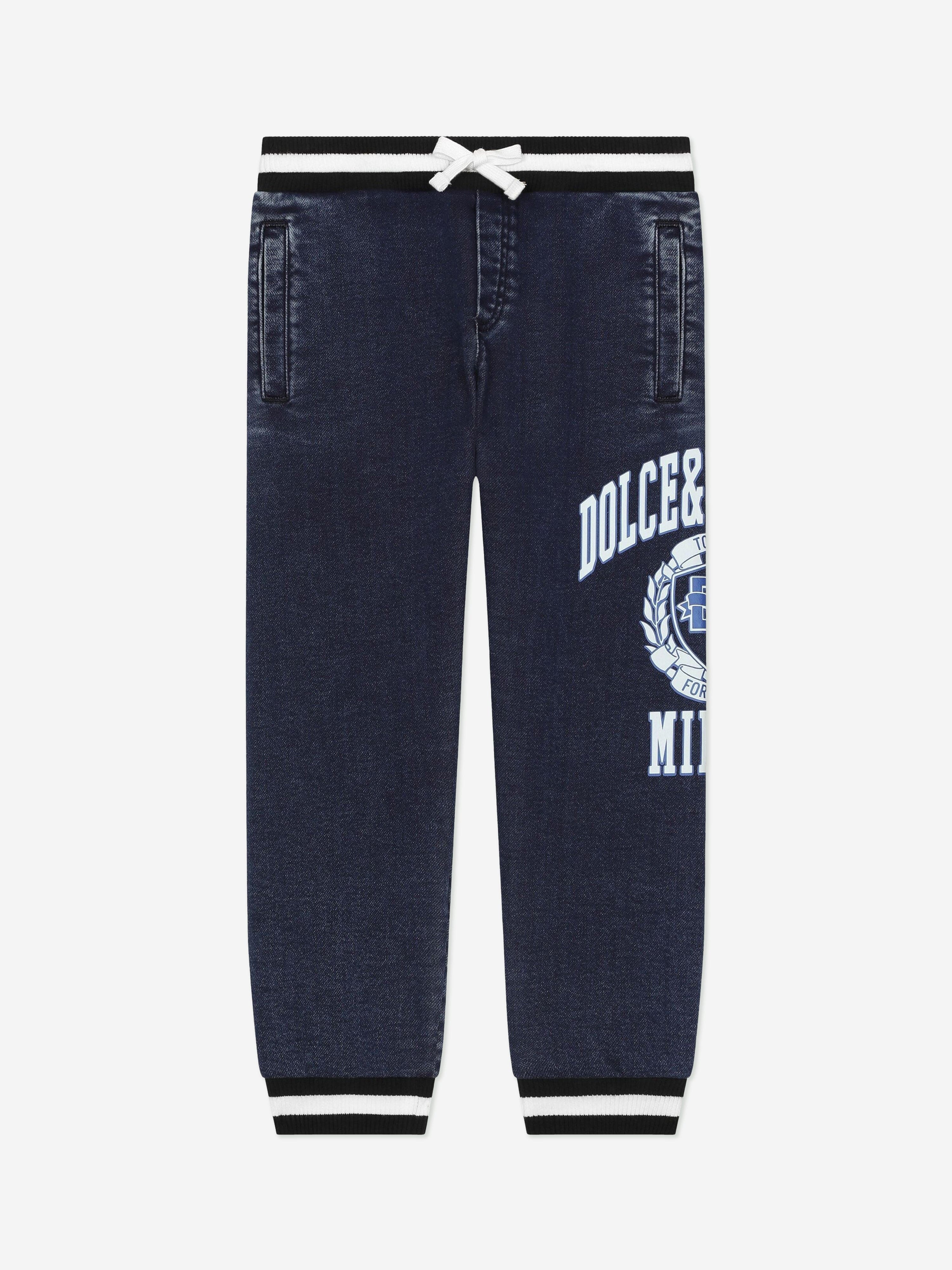 Dolce & Gabbana Boys Logo Joggers in Blue Cheap Sale Wholesale Pice