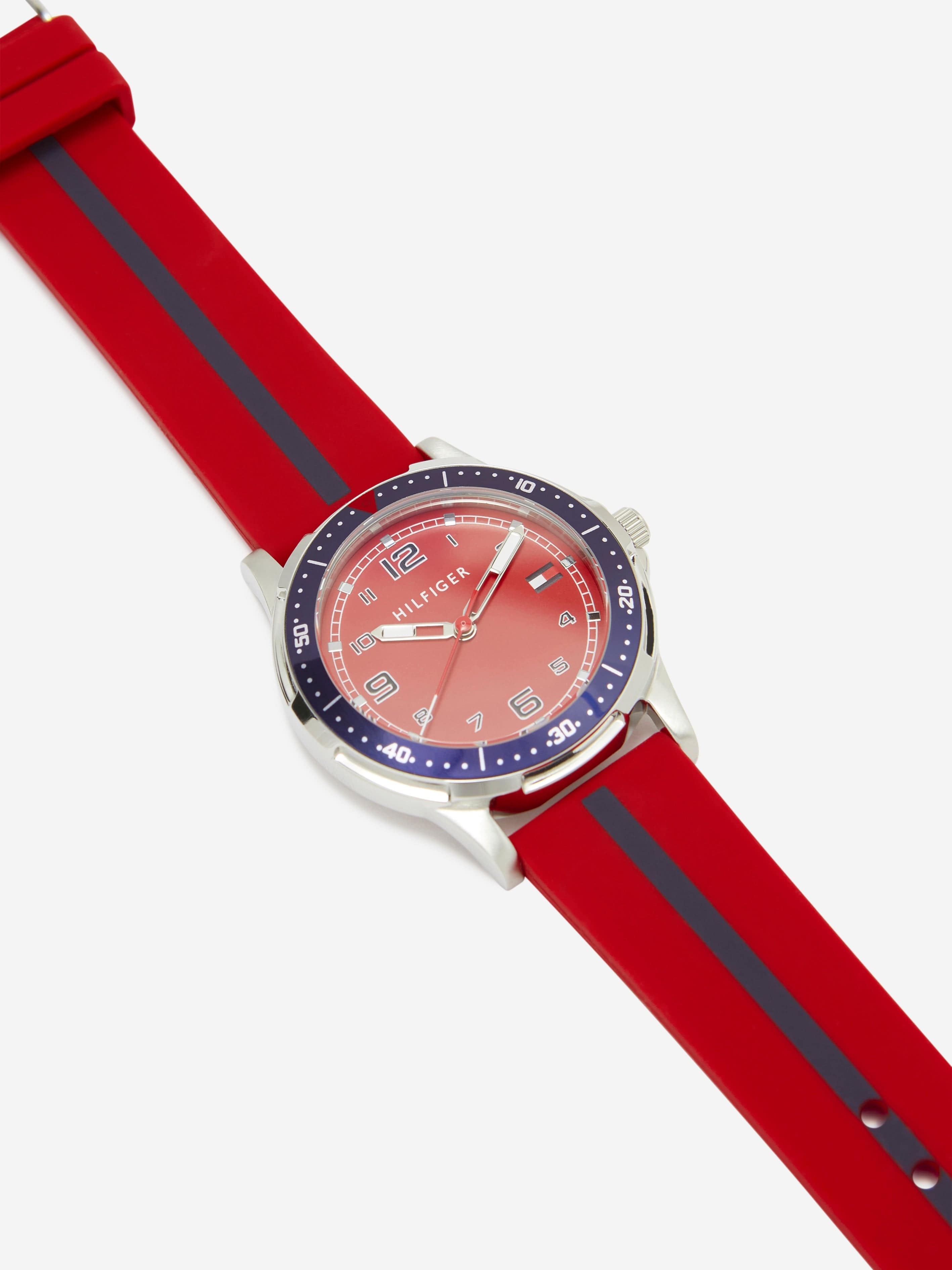 Tommy Hilfiger Boys Logo Strap watch in Red (34mm) Cheap Wholesale