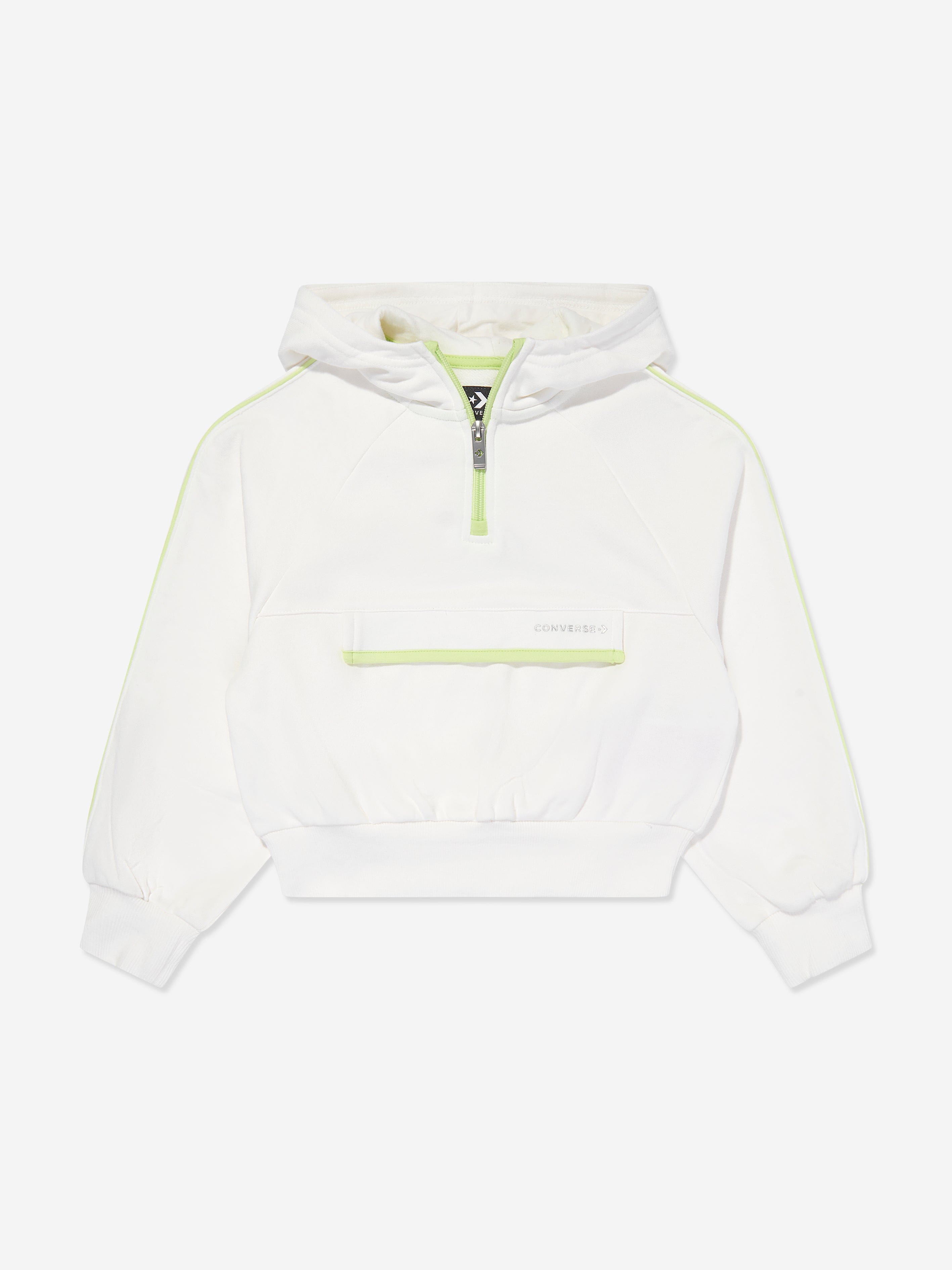 Converse Girls Half Zip Boxy Utility Hoodie in Ivory Visa Payment