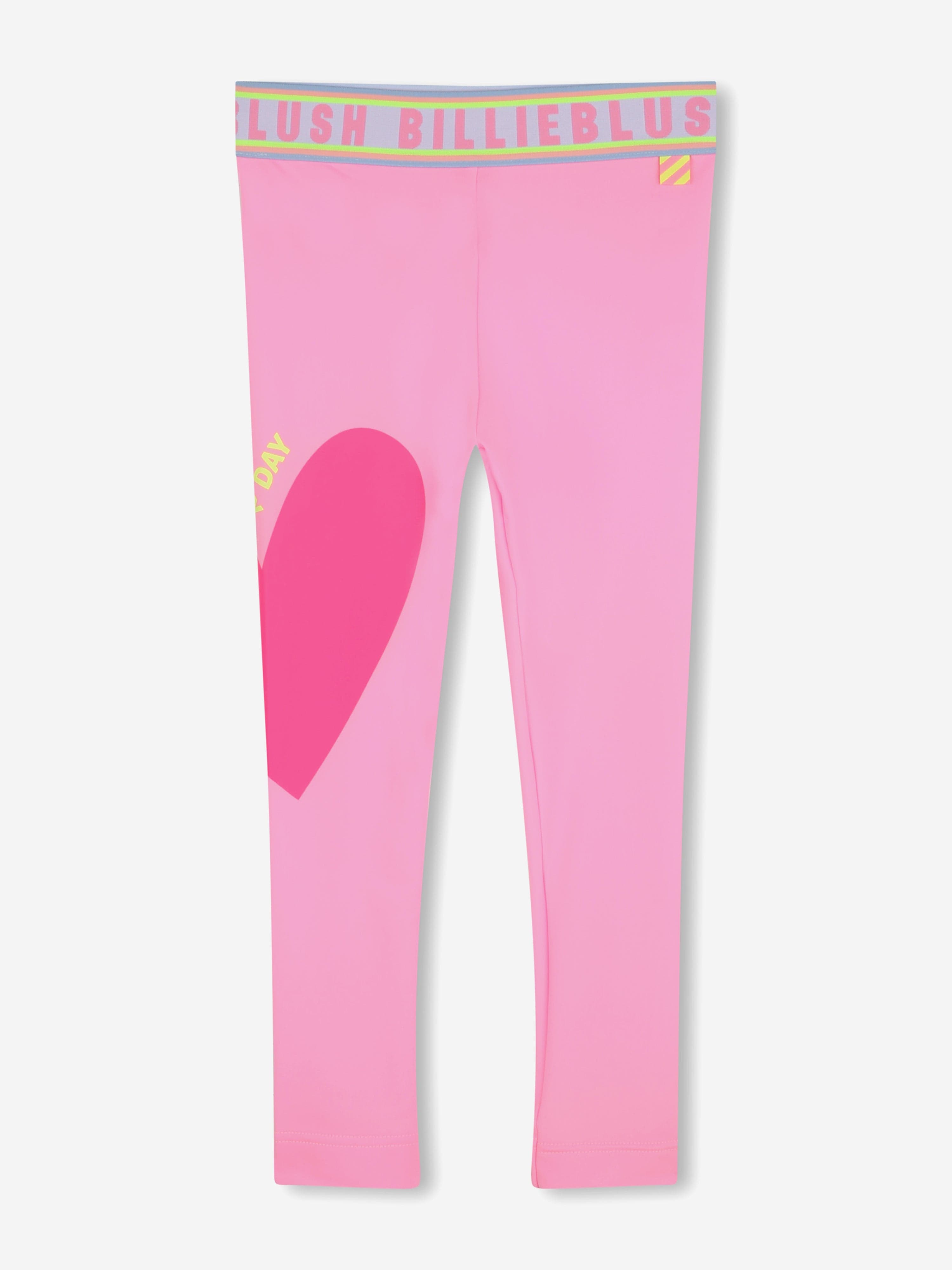 Girls Heart Print Leggings in Pink Low Cost