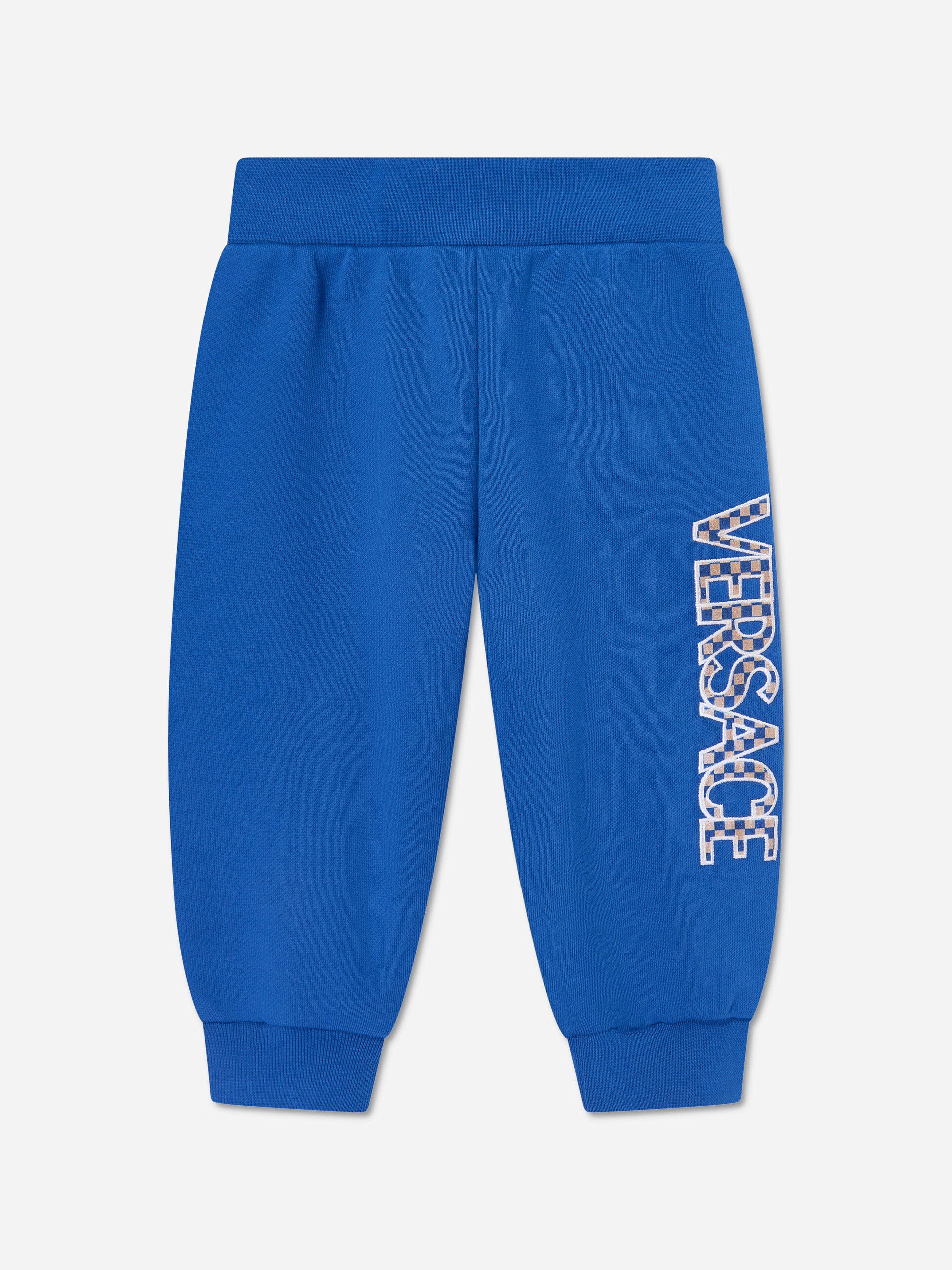 Versace Baby Boys Damier Logo Joggers in Blue Cheap Sale Supply