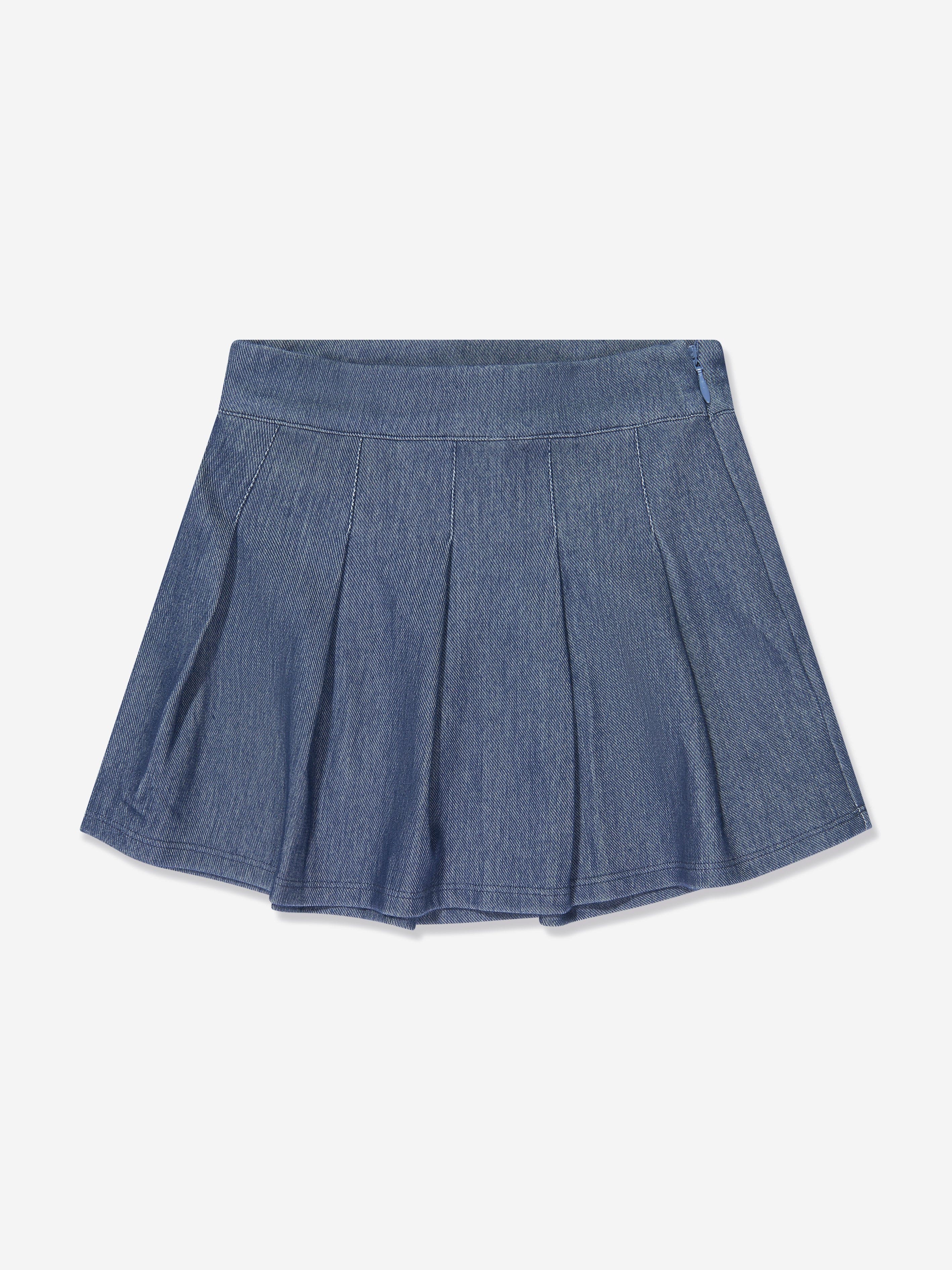 AY by AYLA Girls Denim Look Pleated Mini Skirt in Blue For Cheap Sale Online