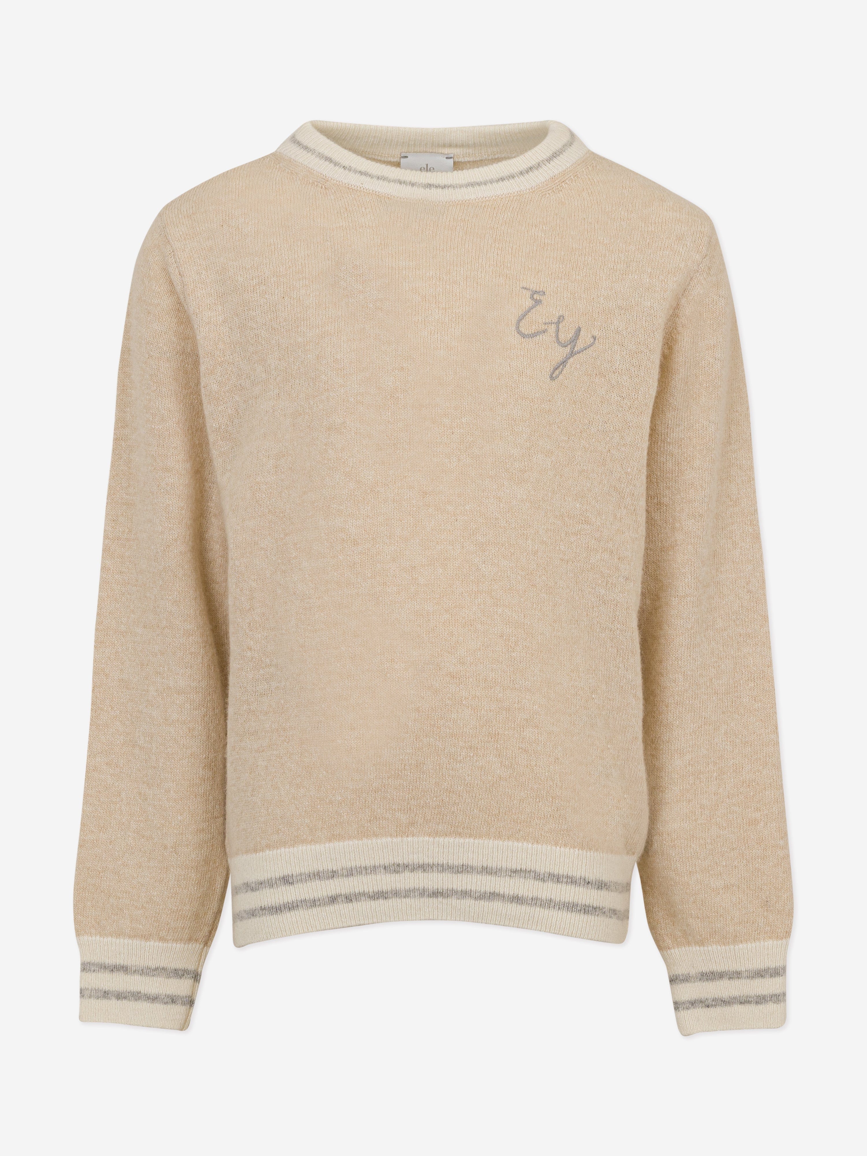 Eleventy Boys Logo Jumper in Beige Online Online Clearance