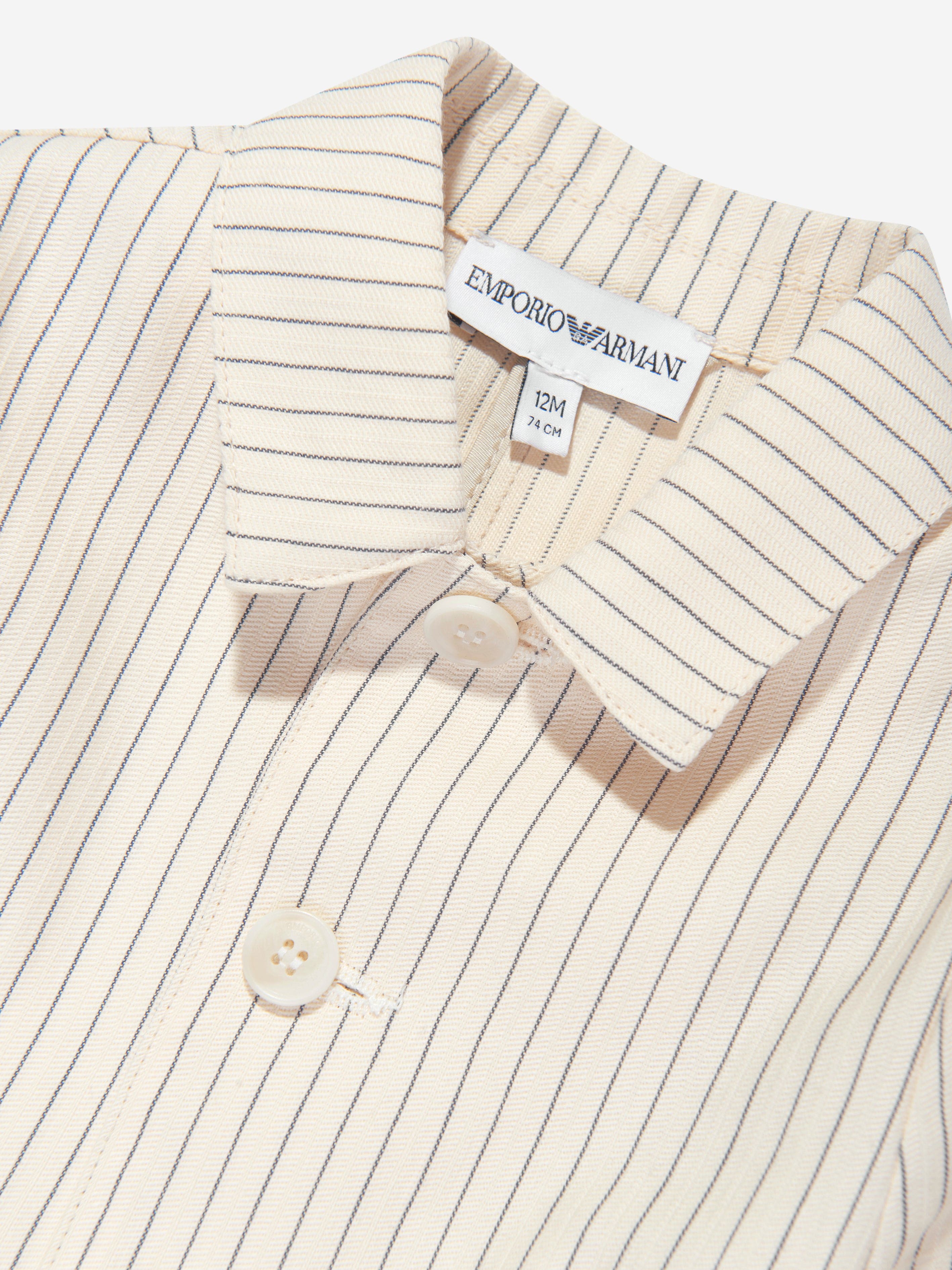 Emporio Armani Baby Boys Striped Linen Jacket in Ivory Cheap Sale View