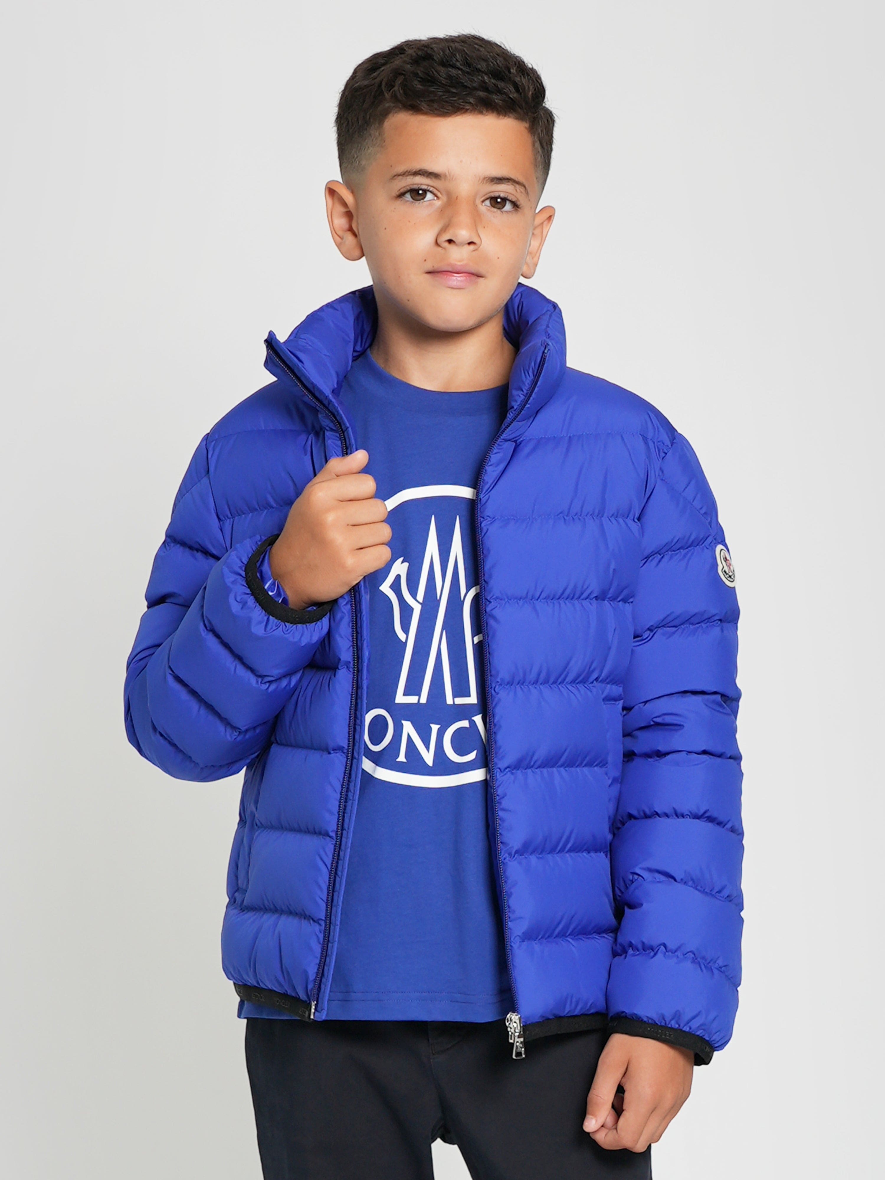 Moncler Enfant Boys Down Padded Baudinet Jacket in Blue Sale Exclusive