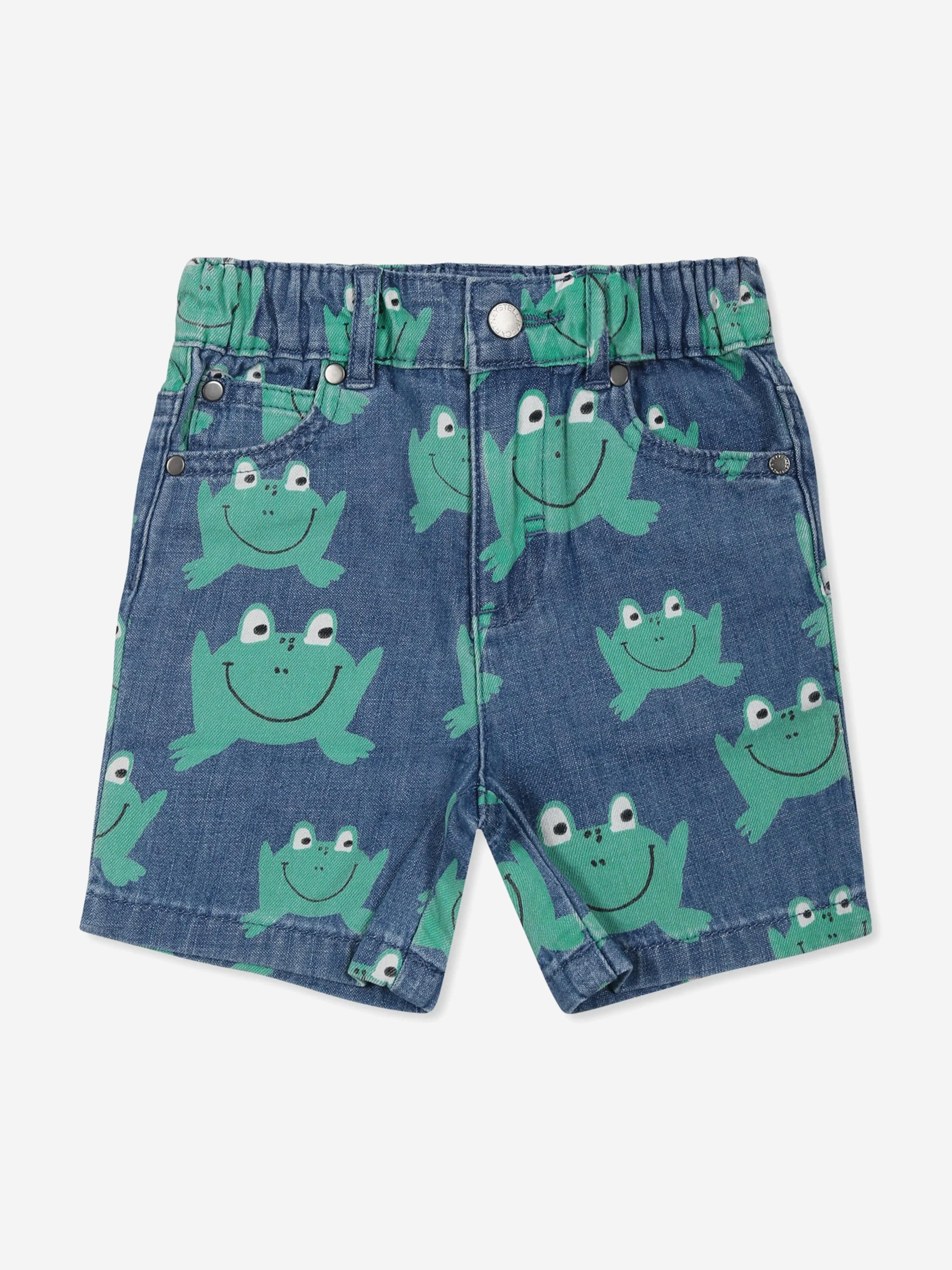 Baby Boys Denim Frog Shorts in Blue Discount Latest Collections