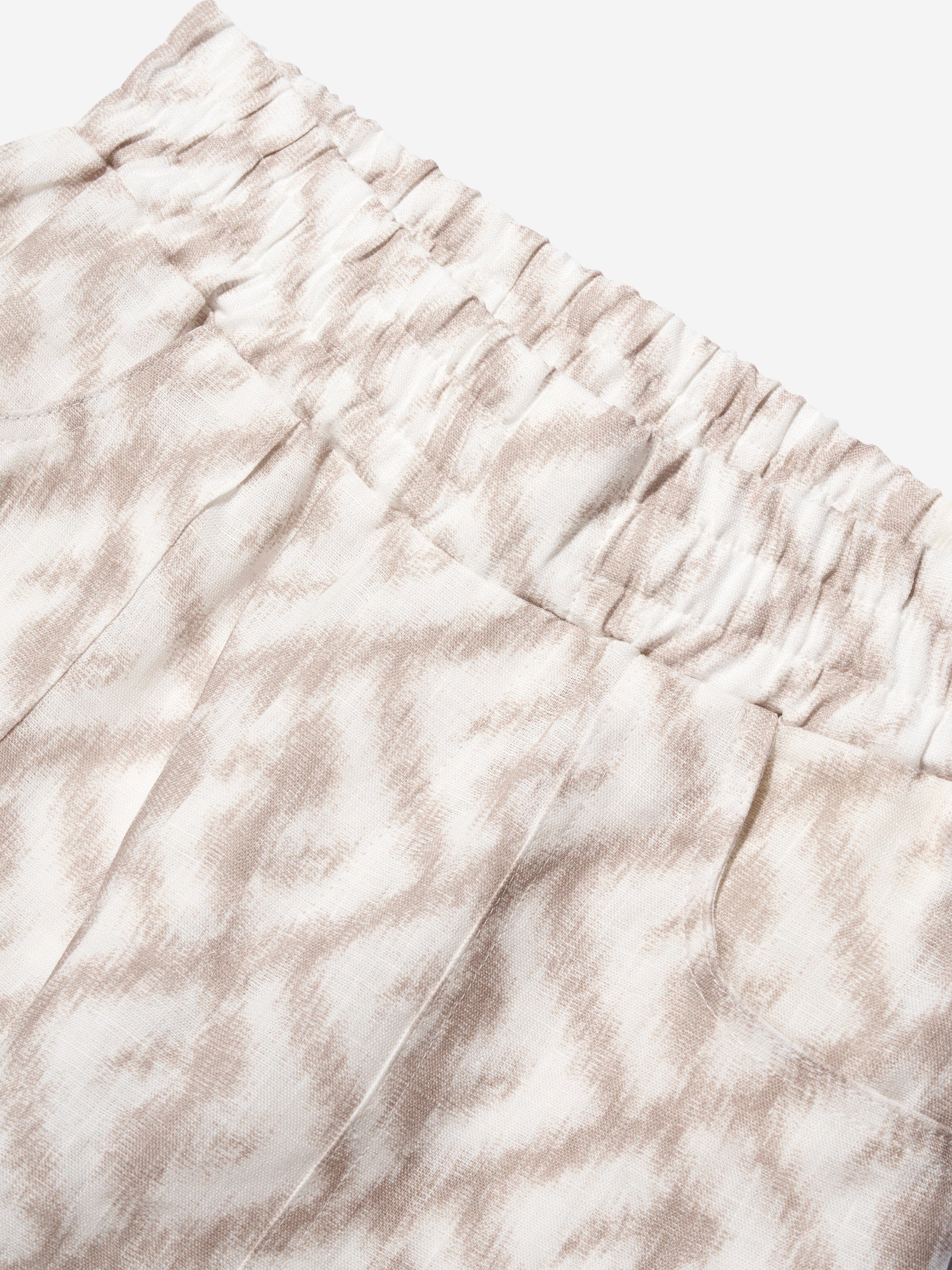 Fendi Boys FF Logo Linen Shorts in Ivory Marketable Sale Online