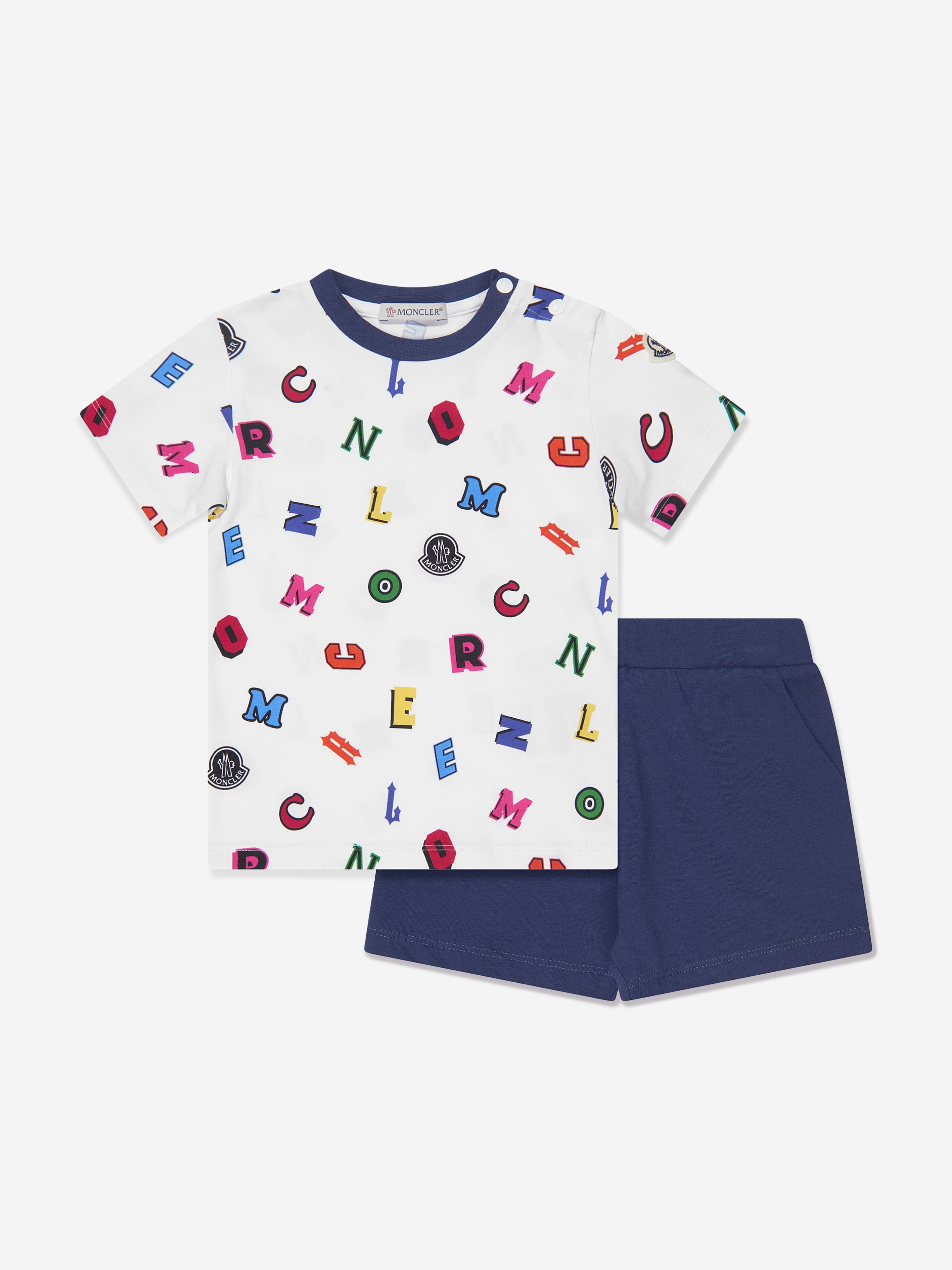 Moncler Enfant Baby Boys T-Shirt And Shorts Set in White Cheap Pice Top Quality