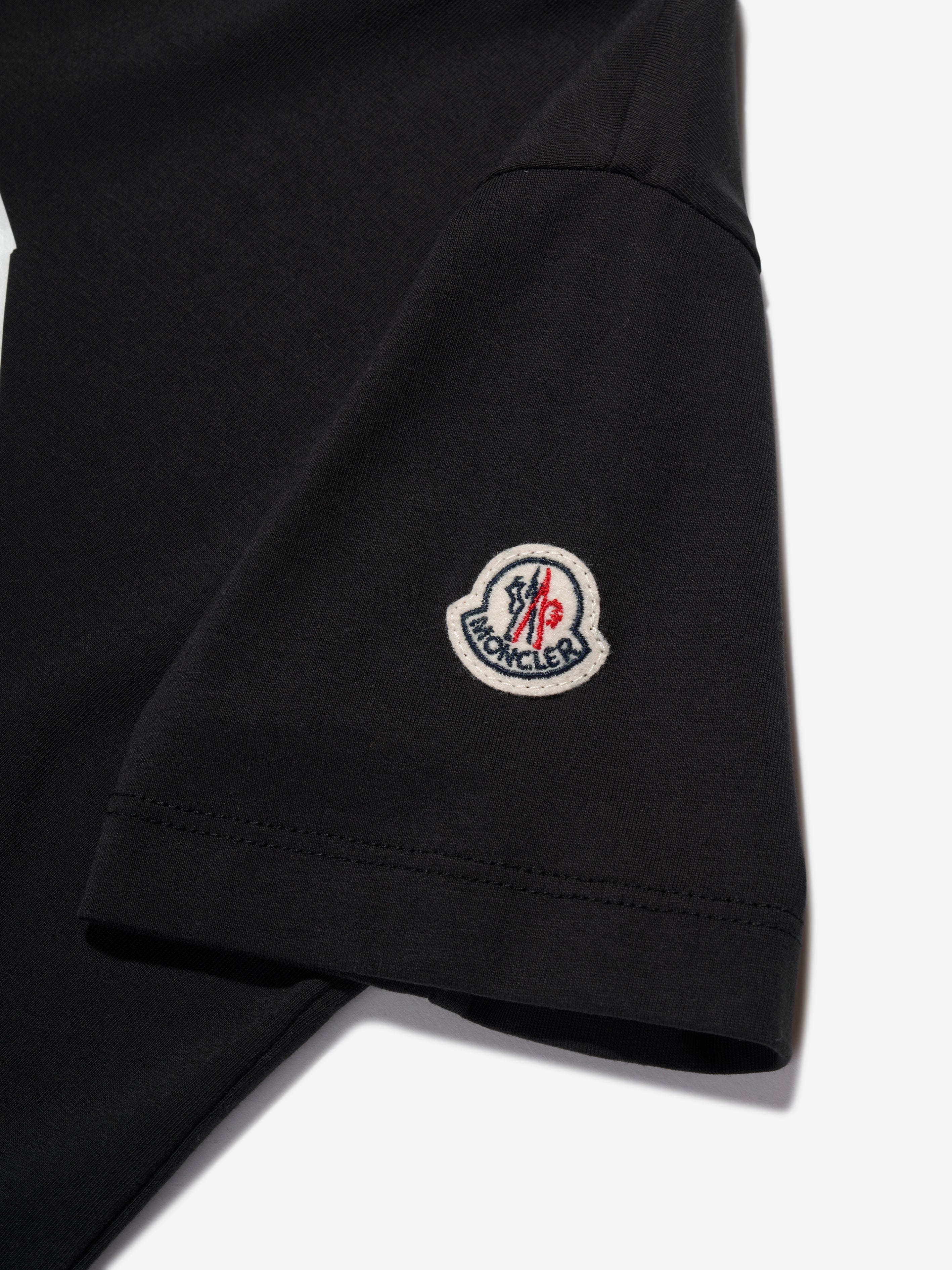 Moncler Enfant Boys Logo t-Shirt in Black Low Pice Fee Shipping Sale Online
