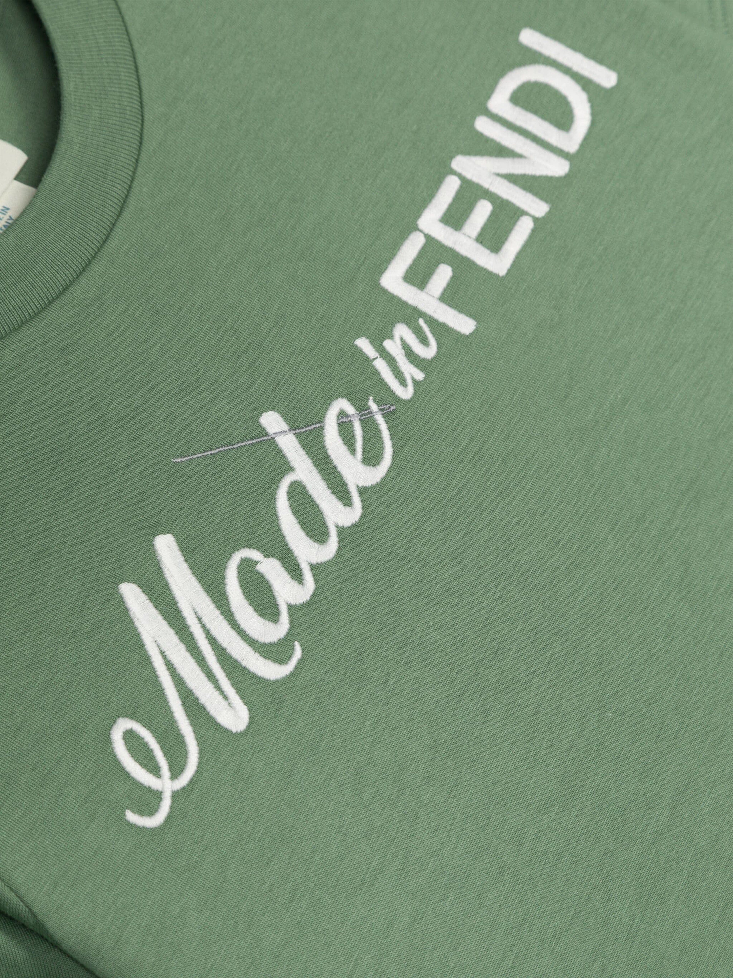 Fendi Kids Logo T-Shirt in Green Clearance Order