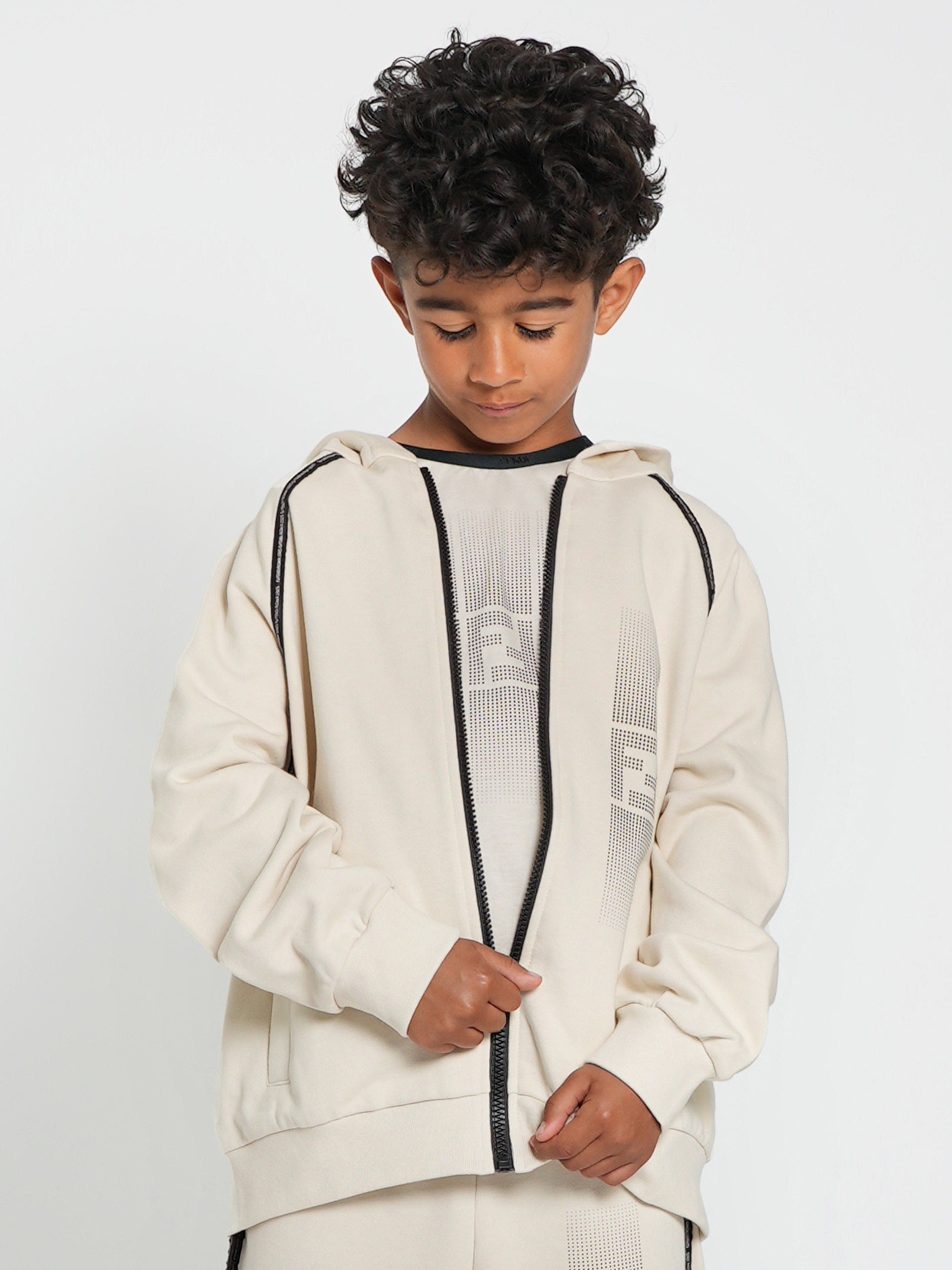 Fendi Boys Logo Zip Up Top in Beige Ebay