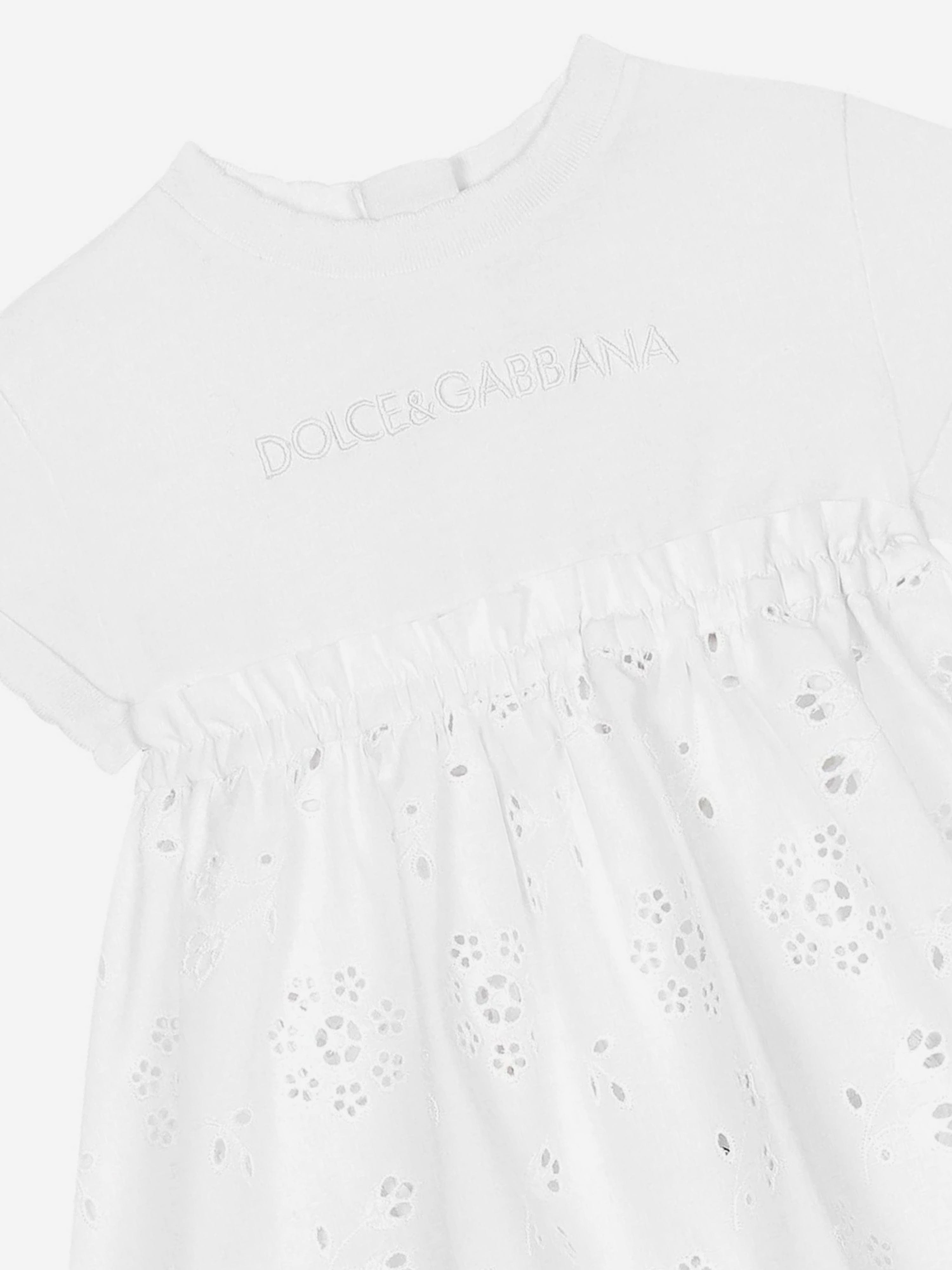 Dolce & Gabbana Baby Girls Embroidered Dress With Knickers in White Footlocker Pictures Sale Online
